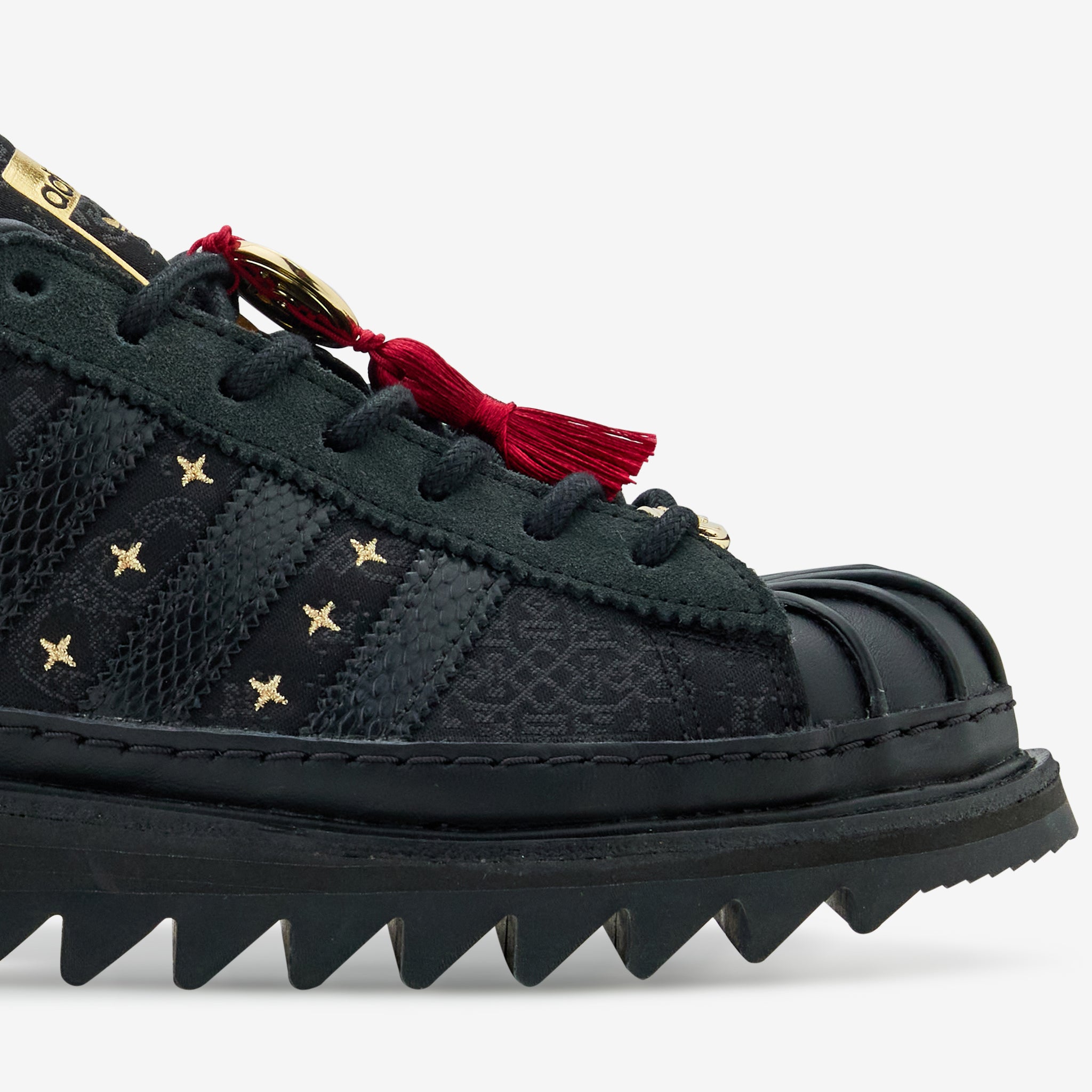 CLOT by Edison Chen x LNY Superstar Core Black Carbon Gold Metallic Sneakers - Limited Edition Streetwear Shoes for Men | Perfect for Urban Fashion & Lunar New Year Celebrations