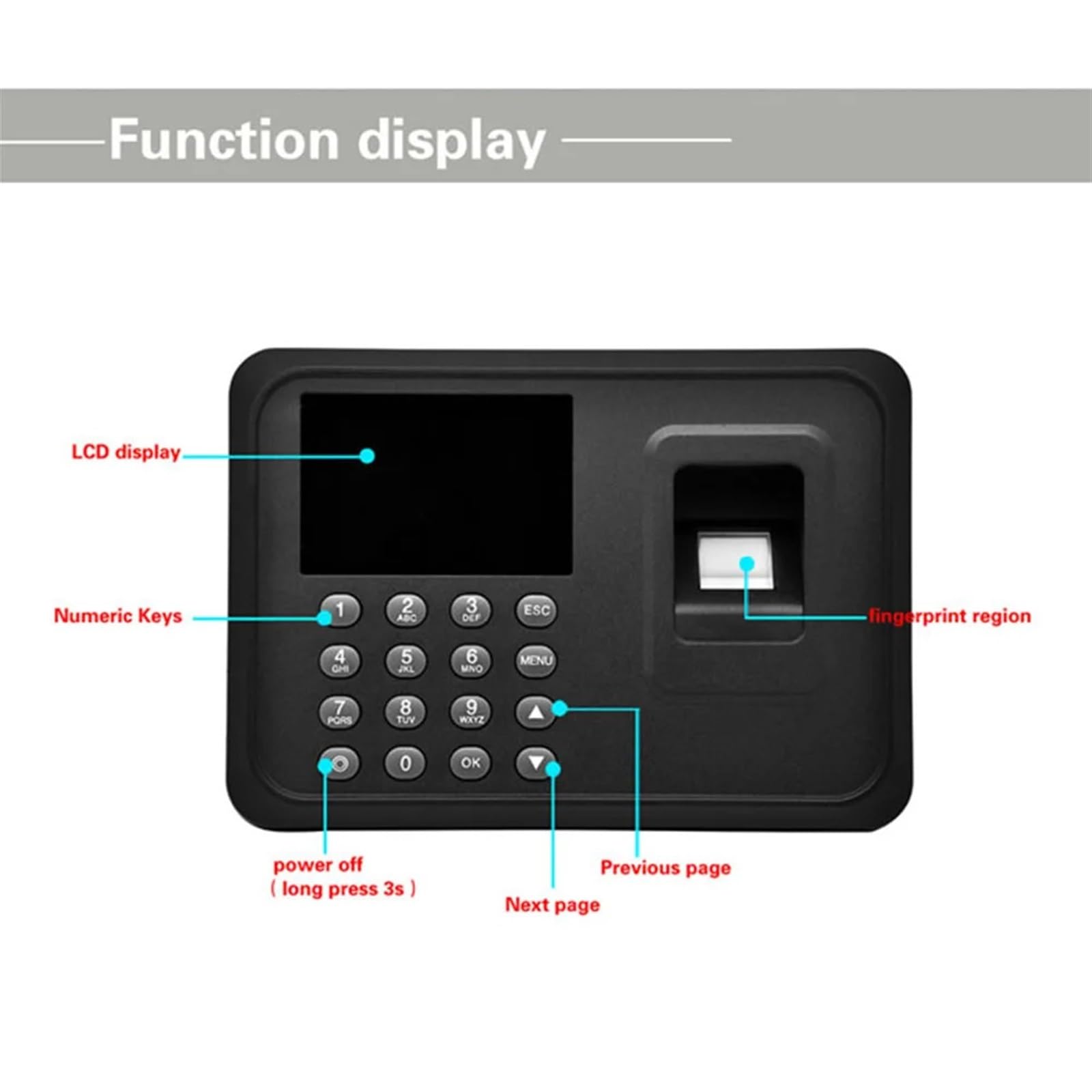 A6 Fingerprint Access Control & Time Attendance Machine with Password & Multilingual Support - Ideal for Office, School, and Business Security Management
