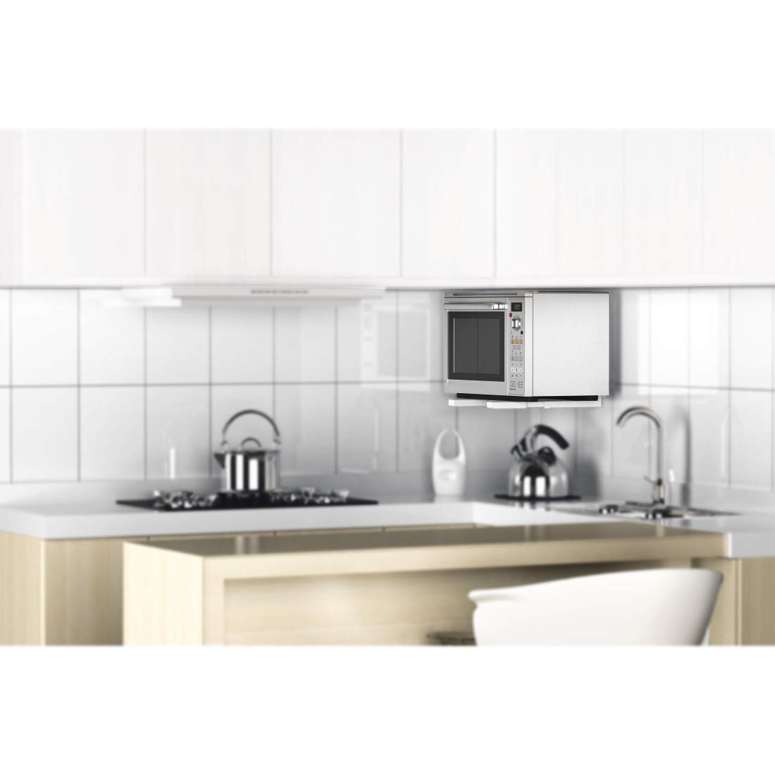 110930 White Microwave Bracket - Heavy Duty Wall Mount Shelf for Kitchen, Microwave Oven Holder for Space Saving Organization
