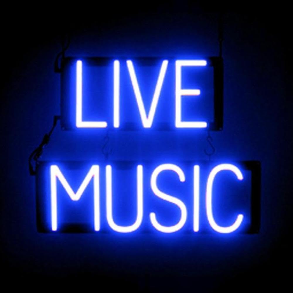 SpellBrite LIVE MUSIC LED Neon Sign for Bars & Pubs – 19.1x15 Inch Blue Light Up Wall Decor – Perfect for Stage Backdrop, Tavern Decor & Nightclub Lighting