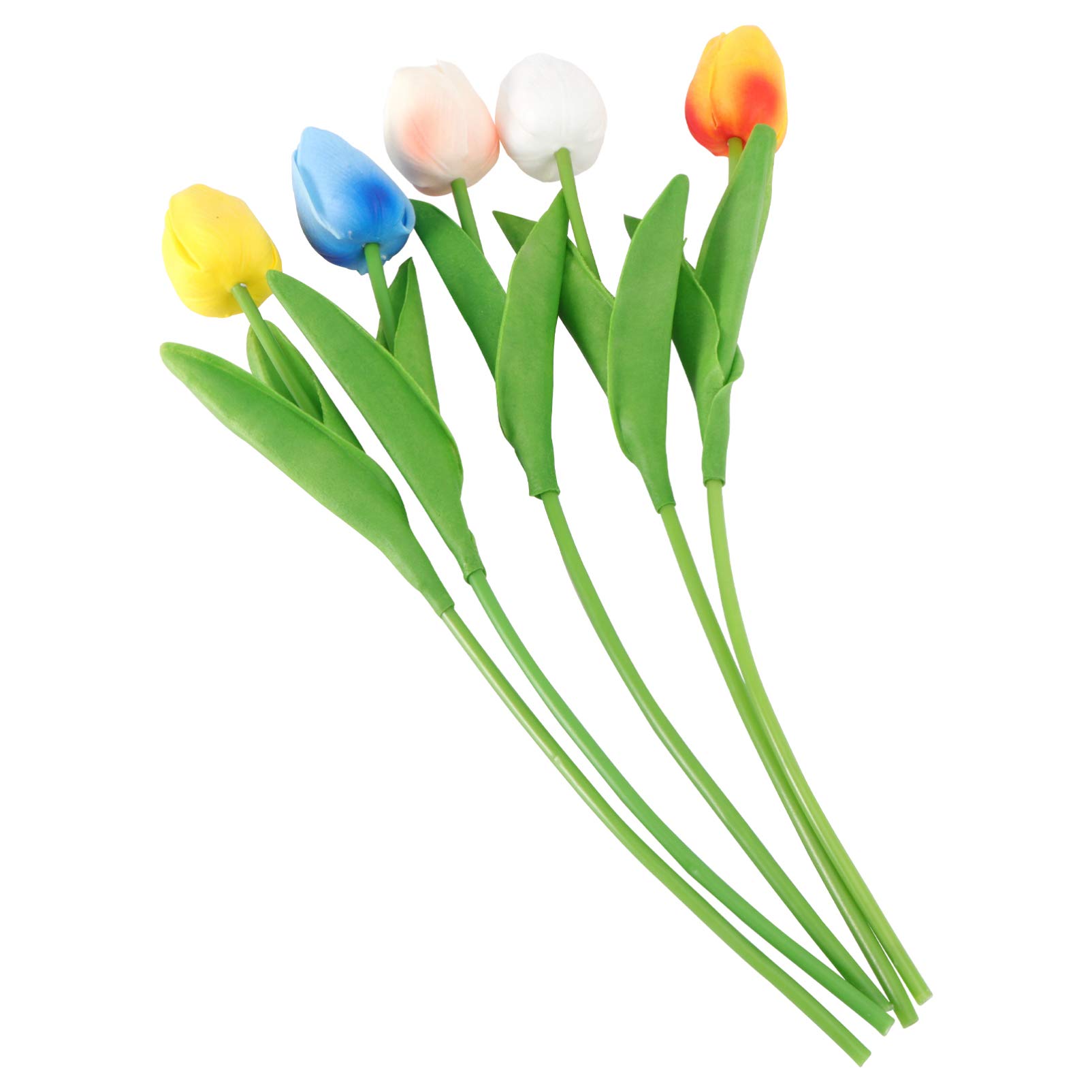 5pcs Artificial Tulip Flowers - Realistic Plastic Silk Tulip Bouquet for Home Decor, Fake Holland Tulips for Vase Arrangement, Wedding Centerpieces & Spring Table Decor