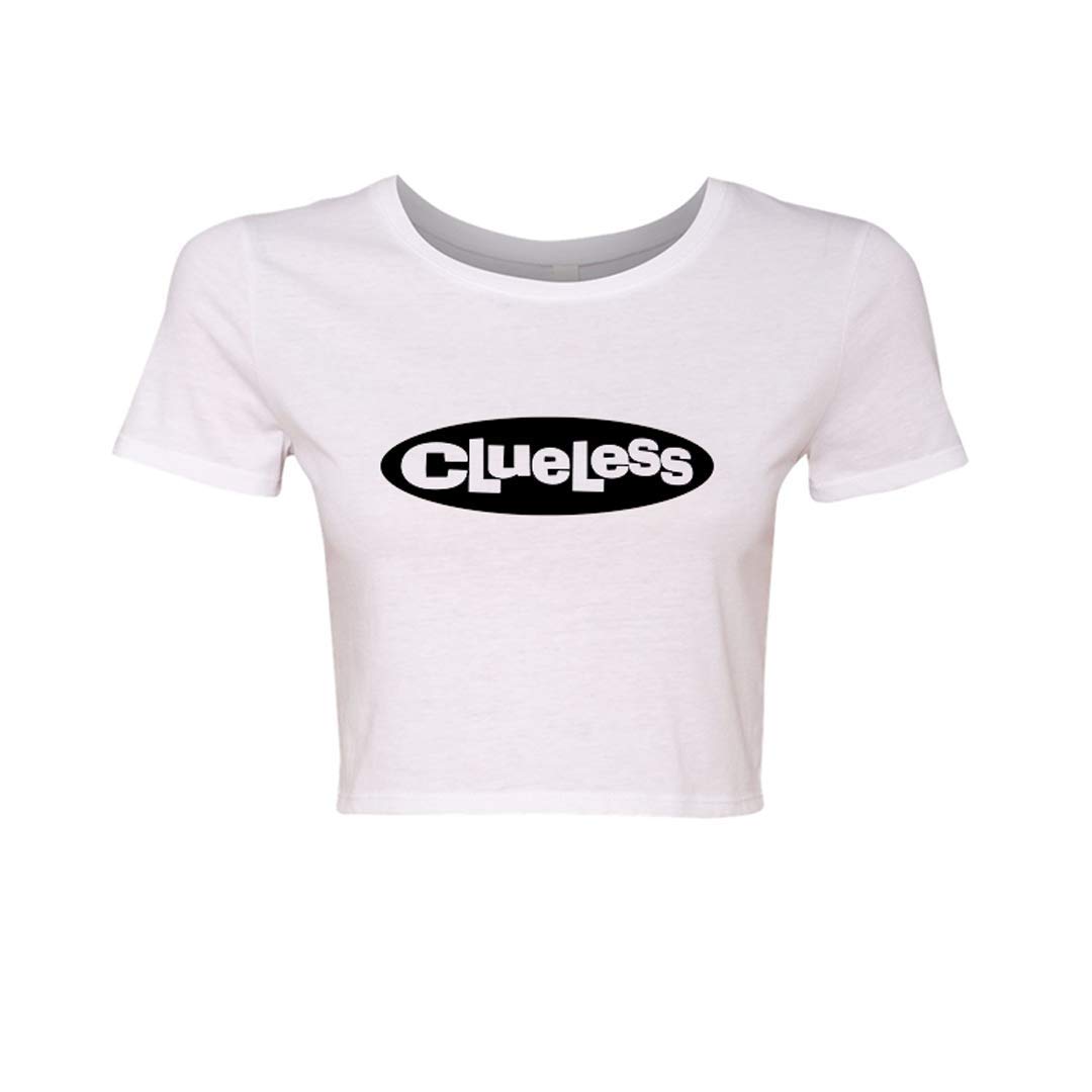 Clueless White Crop Top Shirt for Juniors - 90s Vintage Cher Costume Top | Perfect for Halloween, Movie Cosplay & 90s Theme Parties