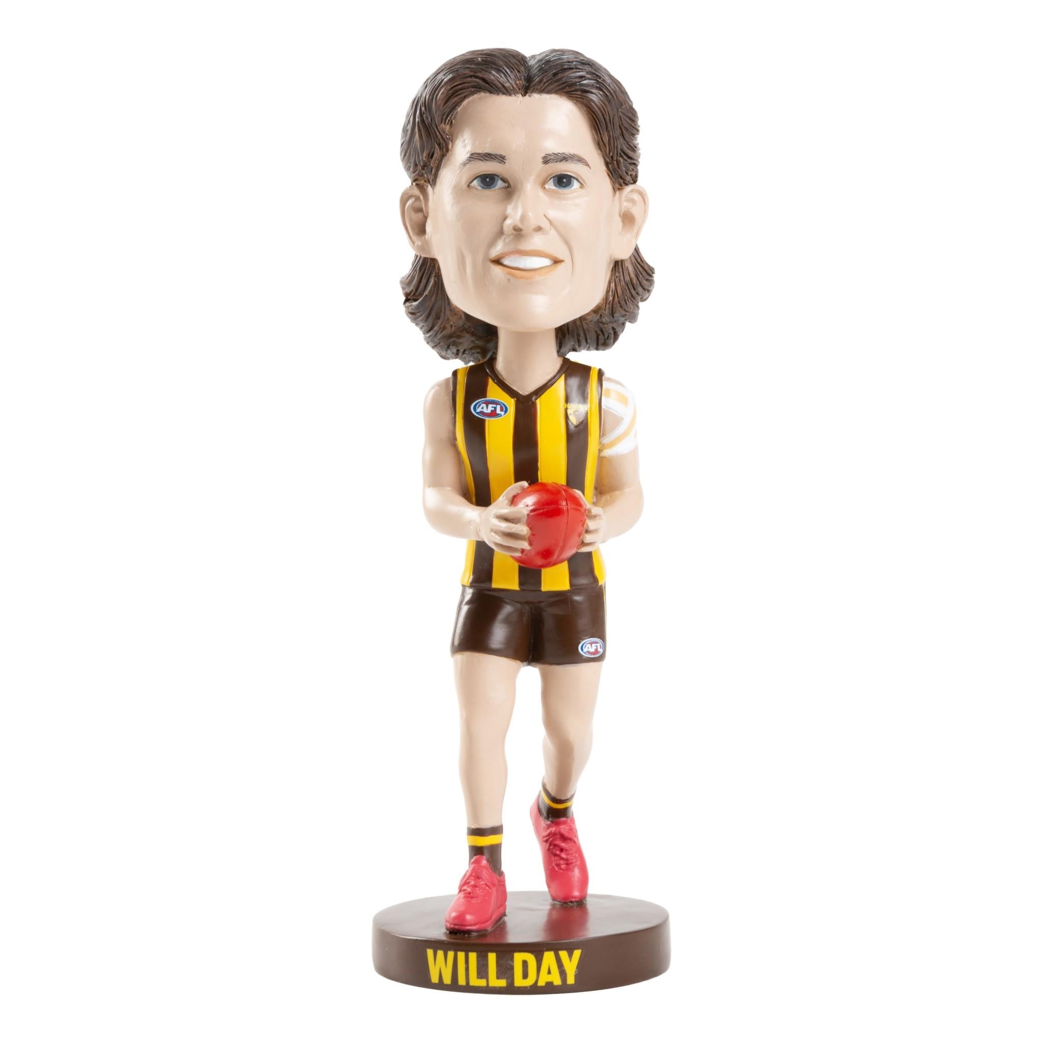 AFL Hawthorn Hawks Will Day Bobblehead - Collectible AFL Player Figurine for Fans & Sports Memorabilia Enthusiasts - Perfect for Display at Home, Office, or Game Day Parties