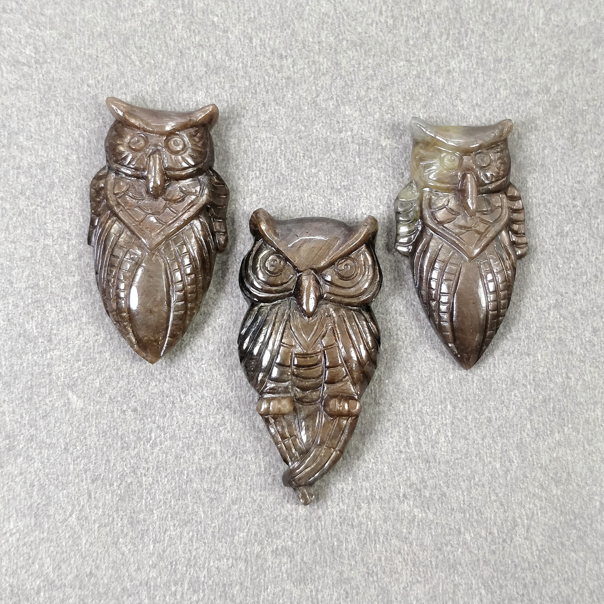 Natural Untreated Golden Brown Chocolate Sapphire Gemstone Carving - Hand Carved Owl Pendant for Jewelry Making & Collectors | Unique Gift for Birthdays, Anniversaries & Spiritual Healing