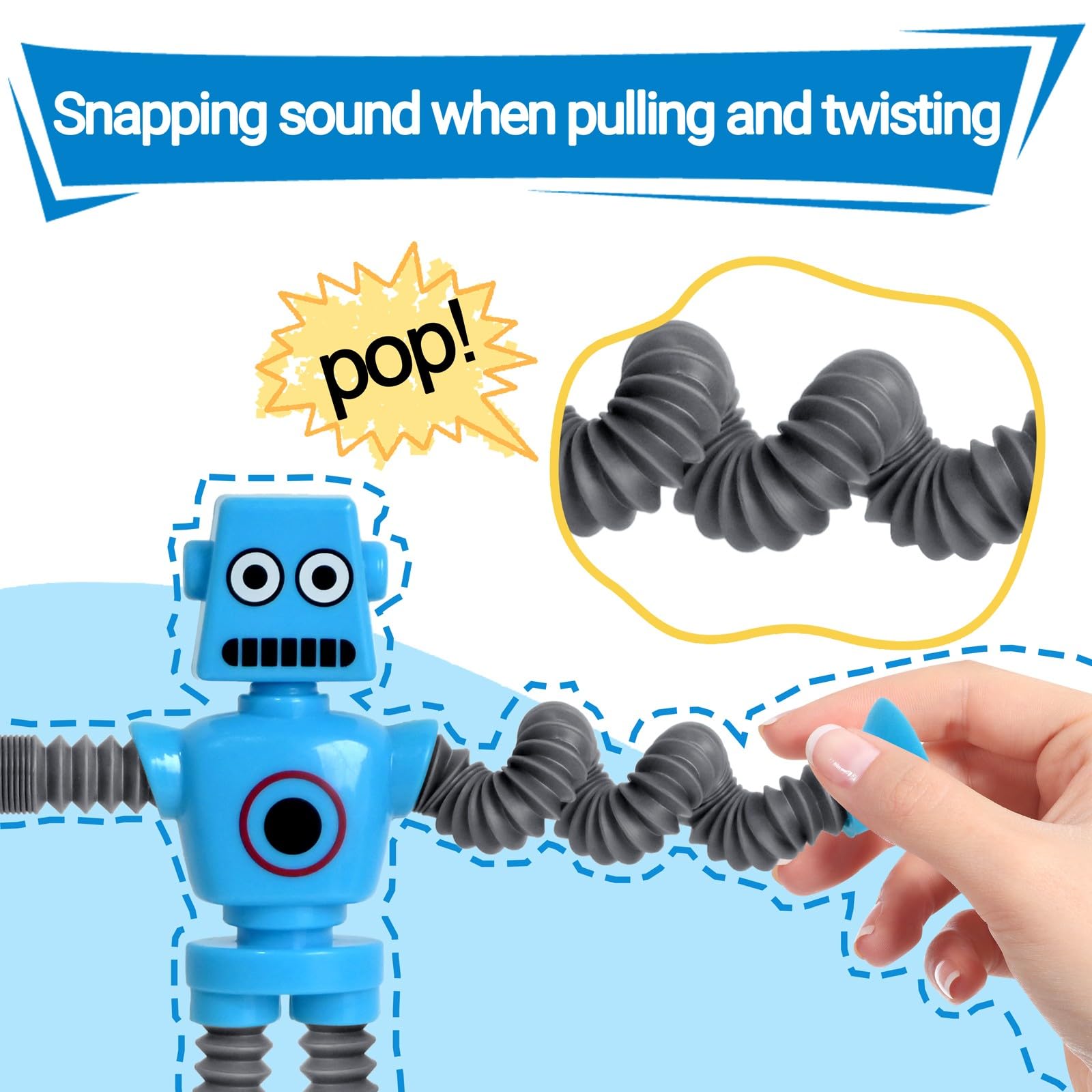 **4 Pack Telescopic Suction Cup Robot Toys - Sensory Fidget Toys for Autism, Stress Relief & Easter Basket Stuffers - Fun Party Favors for Kids & Toddlers (Ages 3-6) - Perfect for Playtime, Gifts & Classroom Activities**