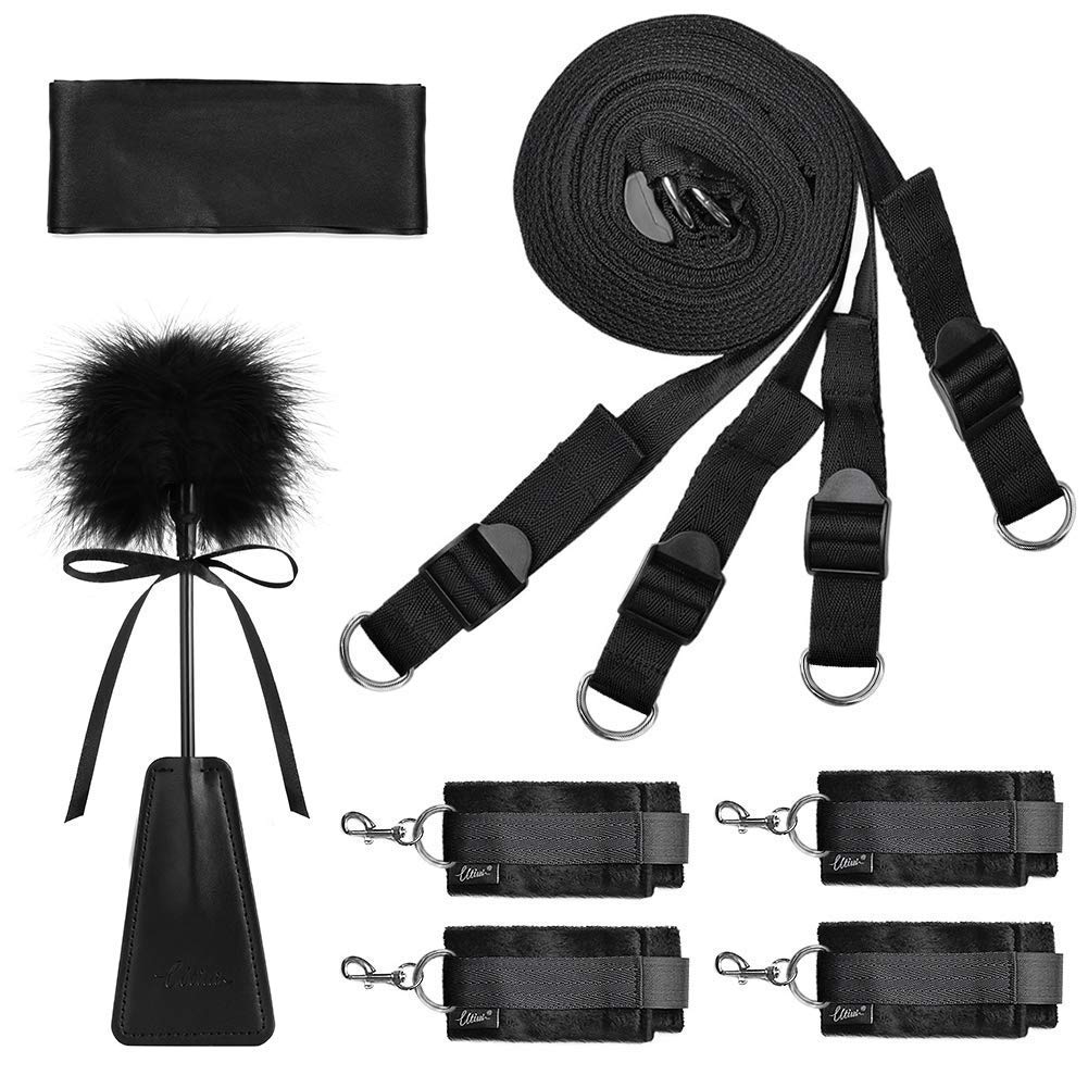 Premium BDSM Bondage Kit - UTIMI Restraints Set with Handcuffs, Ankle Cuffs, Blindfold & Tickler for Couples - Sensual Adult Toys for Spicing Up Bedroom Play & Roleplay Scenes