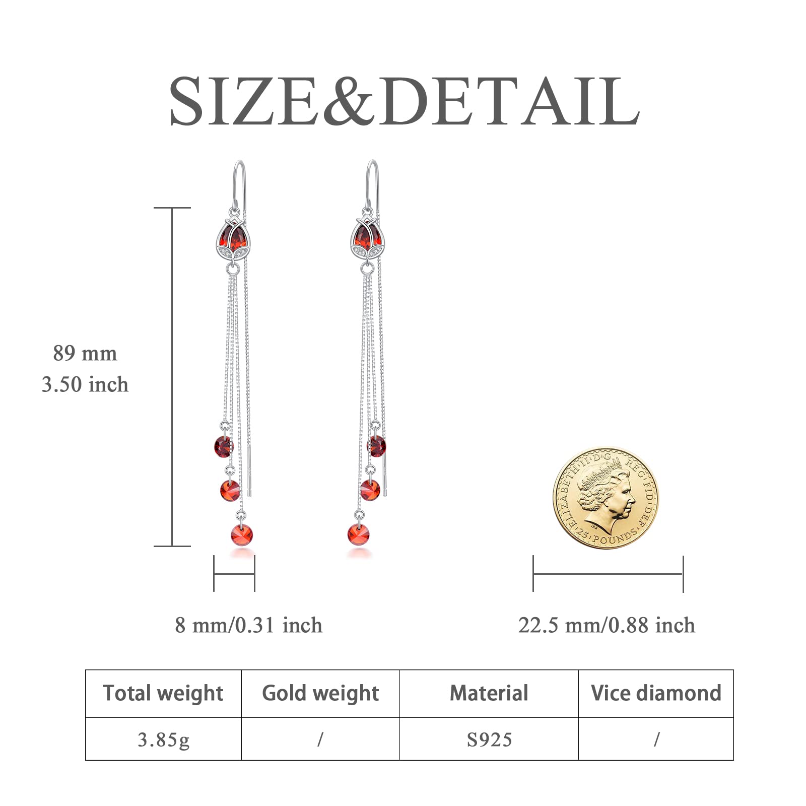 Sterling Silver Threader Earrings with Cubic Zirconia - Flower, Star, Heart & Butterfly Charms | Elegant Dangle Drop Earrings for Women & Girls | Perfect for Parties, Weddings & Everyday Wear
