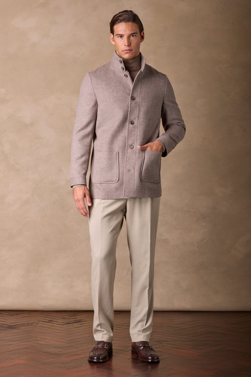 Conte Jacket & Coat - Light Brown Wool Blend for Men & Women | Warm Winter Outerwear for Casual & Formal Occasions