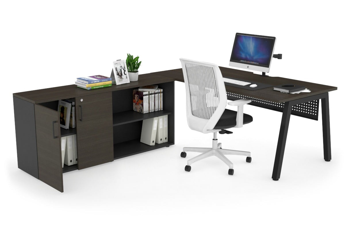 Quadro A Executive Office Chair - Black Frame with Cable Scallop [1600L x 800W] - Ergonomic Desk Chair for Home Office & Conference Room