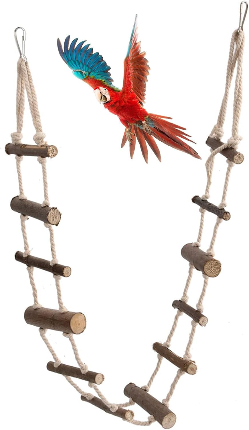 **Wooden Pet Ladder for Small Animals - 39.4in Climbing Toy for Hamsters, Squirrels, Rats & Birds - Cage Accessory with Hook for Play & Exercise - Perfect for Small Pet Cages, Playpens & Enrichment Activities**