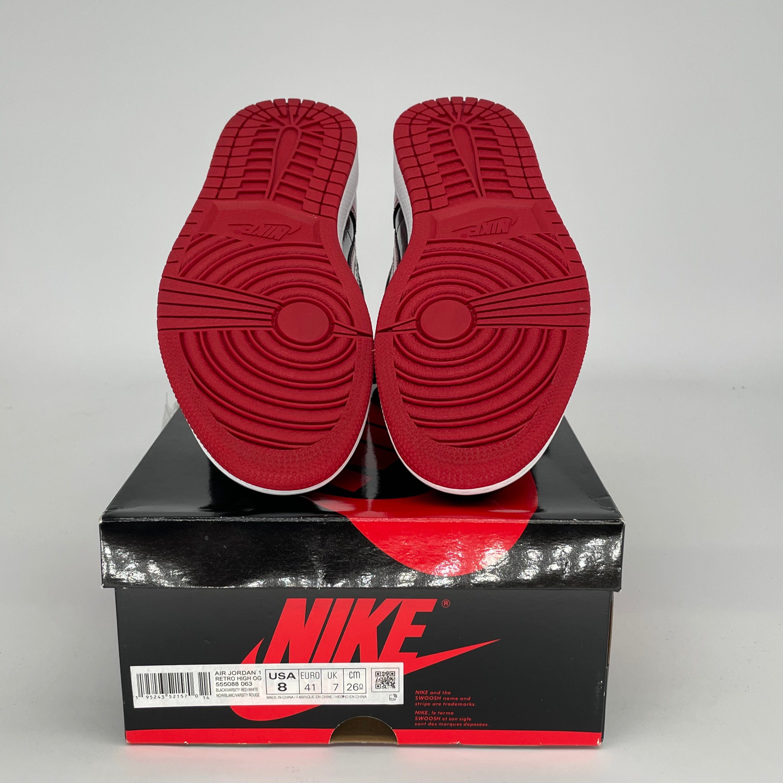 Original Air Jordan 1 Retro High OG 'Patent Bred' Basketball Shoes - Men's Size 8 / Women's Size 9.5 (Style: 555088-063) - Perfect for Sneaker Collectors & Streetwear Fashion