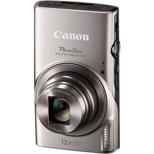 Canon PowerShot ELPH 360 HS Digital Camera - 12.1MP, 12x Optical Zoom, 1080p HD Video, WiFi & NFC, Silver - Perfect for Travel, Vlogging & Everyday Photography