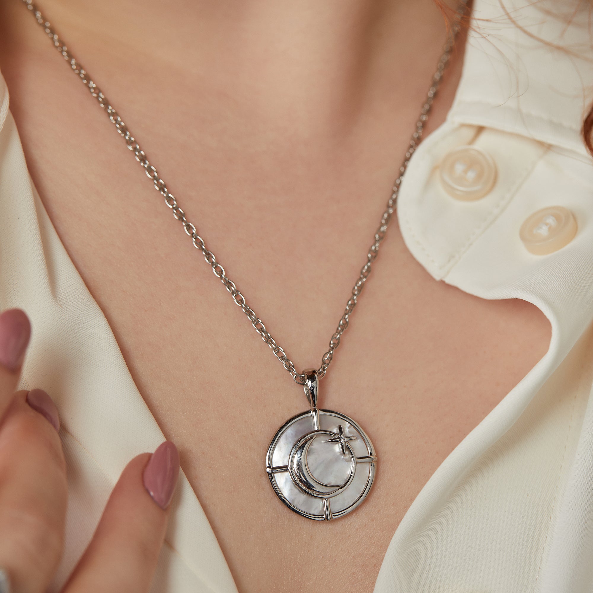 Genuine Mother of Pearl Signature Pendant Necklace for Women - Elegant White Shell Jewelry Gift for Birthday, Anniversary & Special Occasions