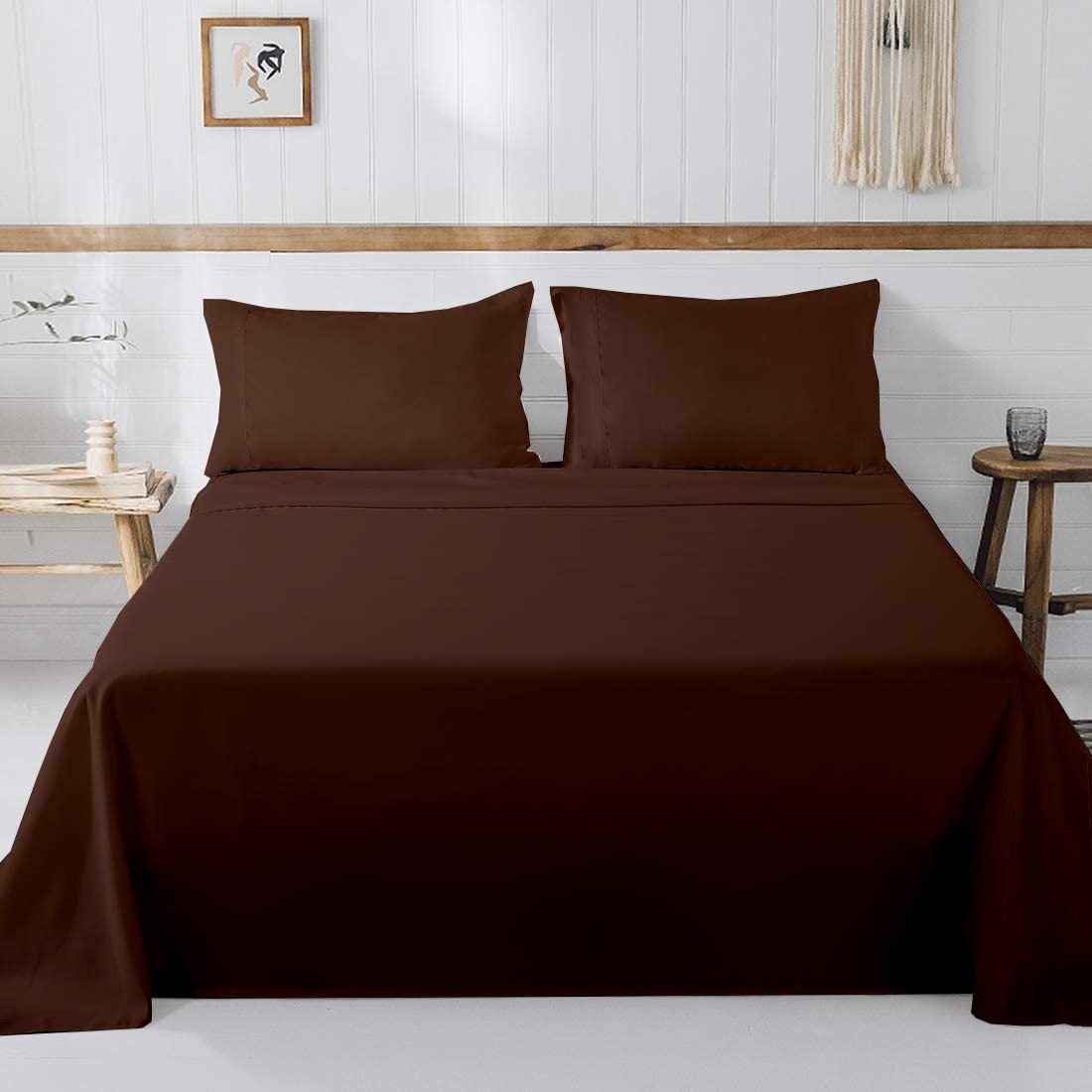 Premium Ultra-Soft Microfiber Twin XL Sheet Set - Deep Pocket College Dorm Bedding - Double Brushed Extra Long Sheets for Comfortable Sleep (Twin XL, Chocolate) - Perfect for Dorms, Guest Rooms & Small Spaces
