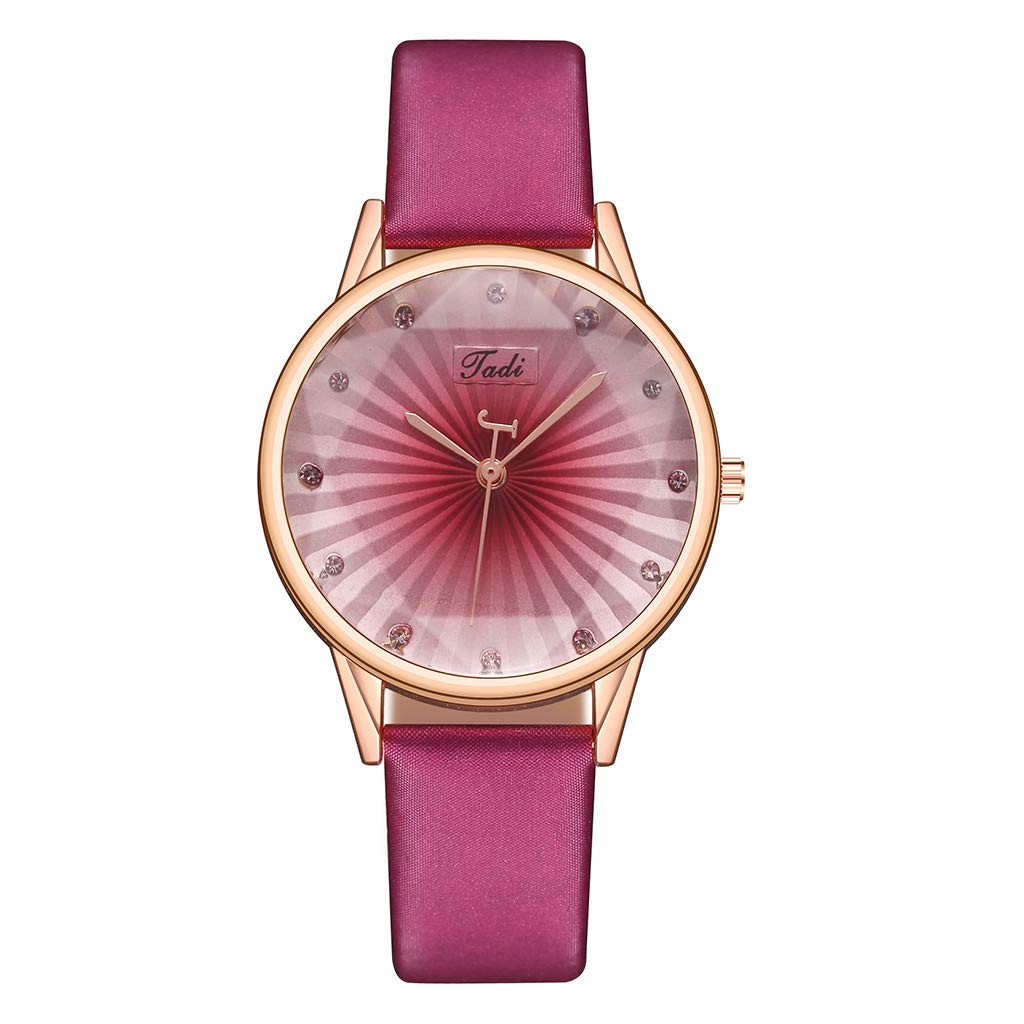 Elegant Women's Striped Leather Watch with Quartz Movement & Diamond Accents - Stylish & Simple Design for Casual, Office & Special Occasions