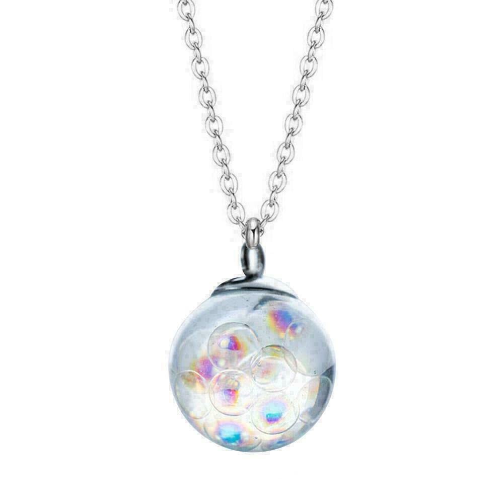 Vibrant Colorful Bubbles Glass Round Ball Resin Pendant Necklace - Elegant Handmade Jewelry for Women | Perfect for Parties, Weddings & Everyday Wear