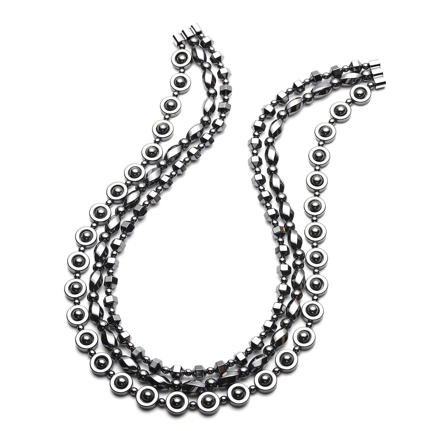 Shop LC Hematite Necklace Set of 3 - Multi Strand Beaded Layered Statement Necklaces for Women, 20
