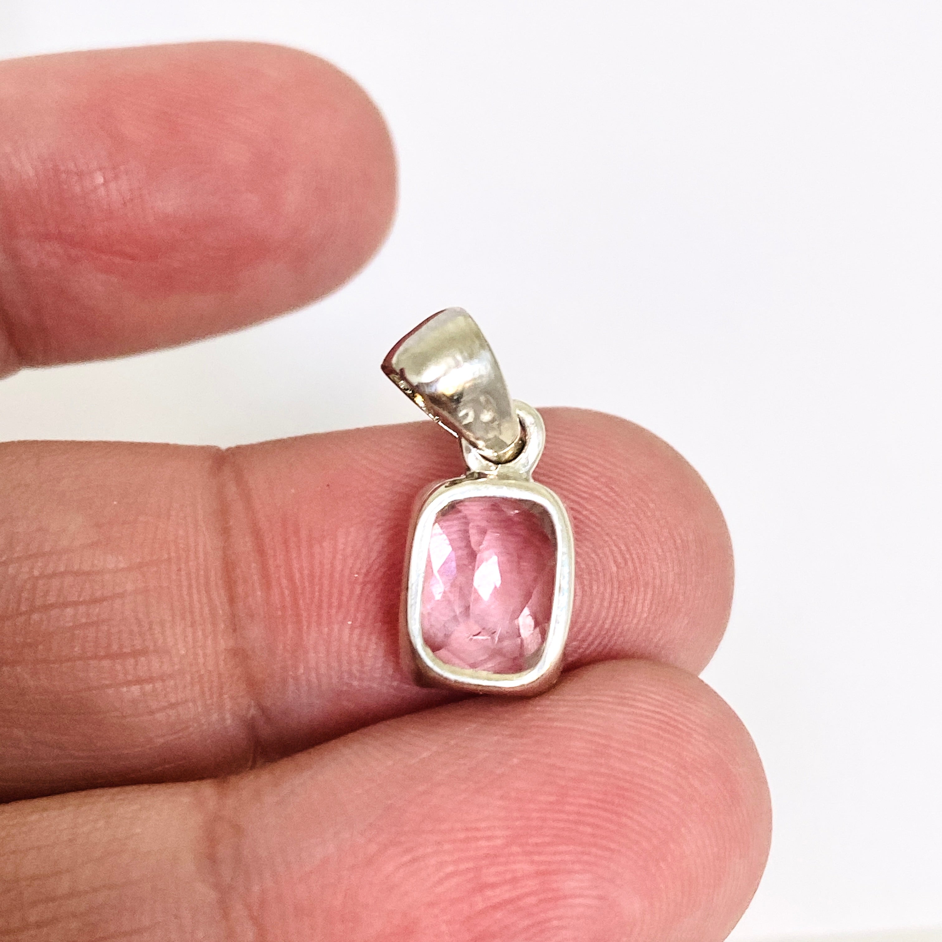 Kunzite Rectangular Faceted Pendant Necklace - PPGJ880 | Elegant Jewelry for Women, Perfect for Weddings, Parties & Special Occasions