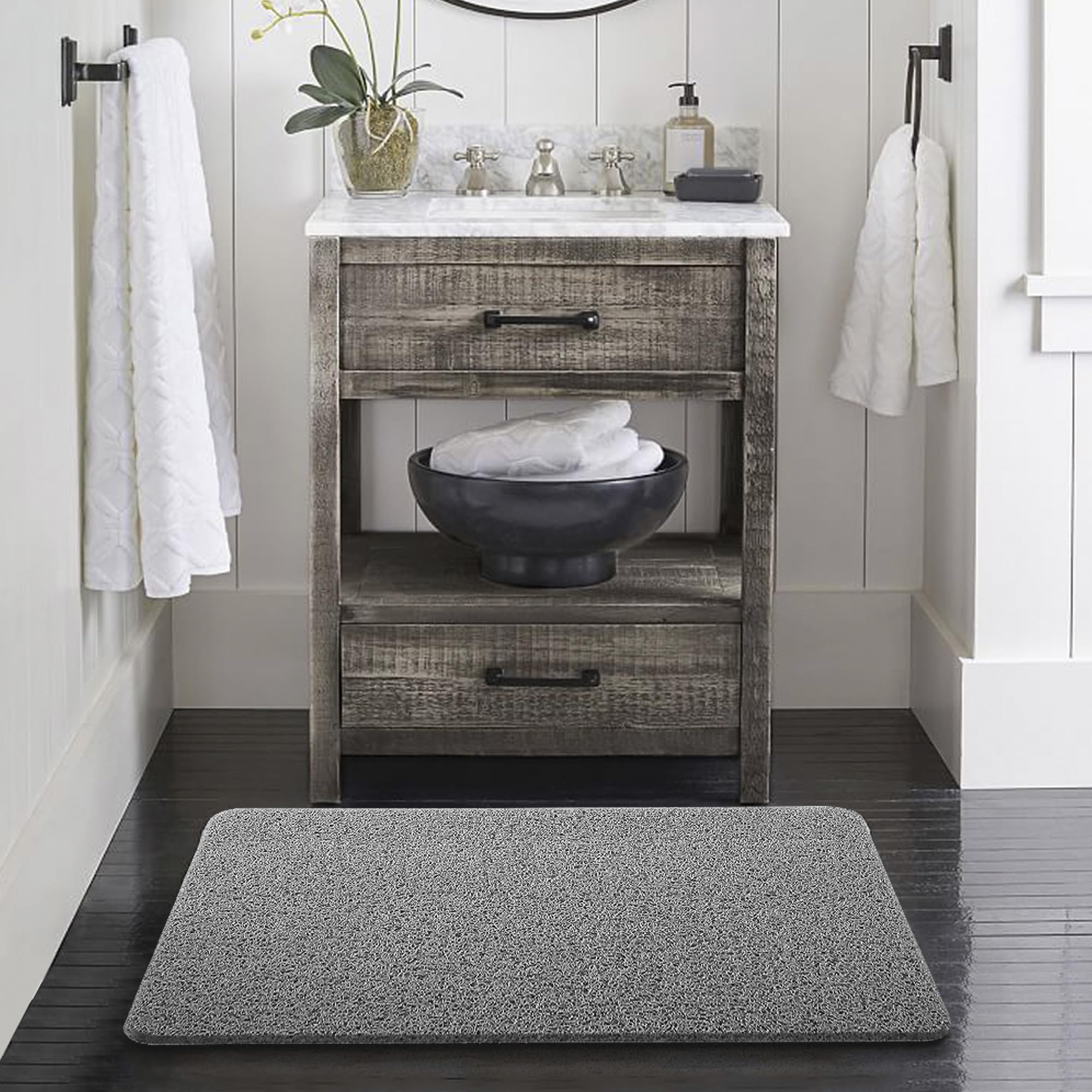 Non-Slip PVC Loofah Bath Mat - 24x32 Inch Phthalate-Free Quick-Drying Shower Tub Mat with Drain Holes for Wet Bathroom Areas - Perfect for Bath, Shower & Spa Safety
