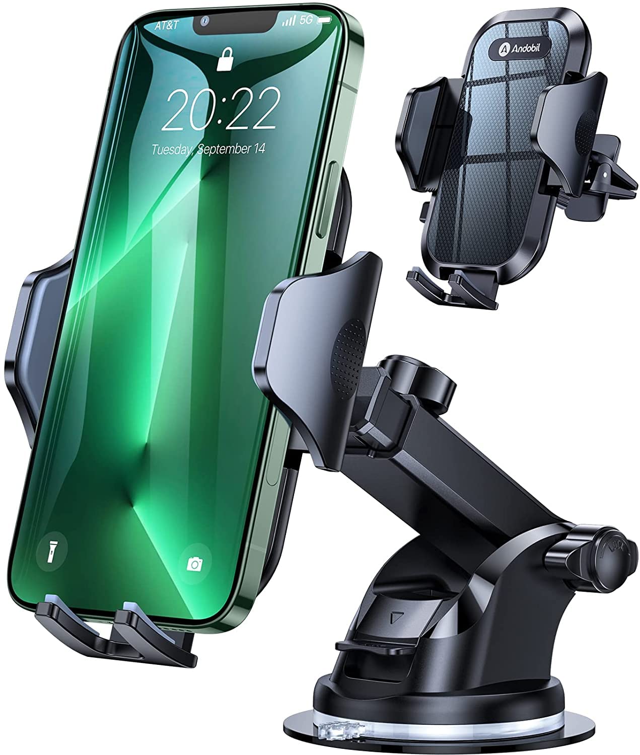 Andobil Car Phone Mount - 89+ LBS Ultra Strong Suction Cup Dashboard & Windshield Phone Holder for iPhone 16/15/14/13 Pro Max, Samsung S25/S24/S23 - Secure Hands-Free Driving for GPS Navigation & Music Control