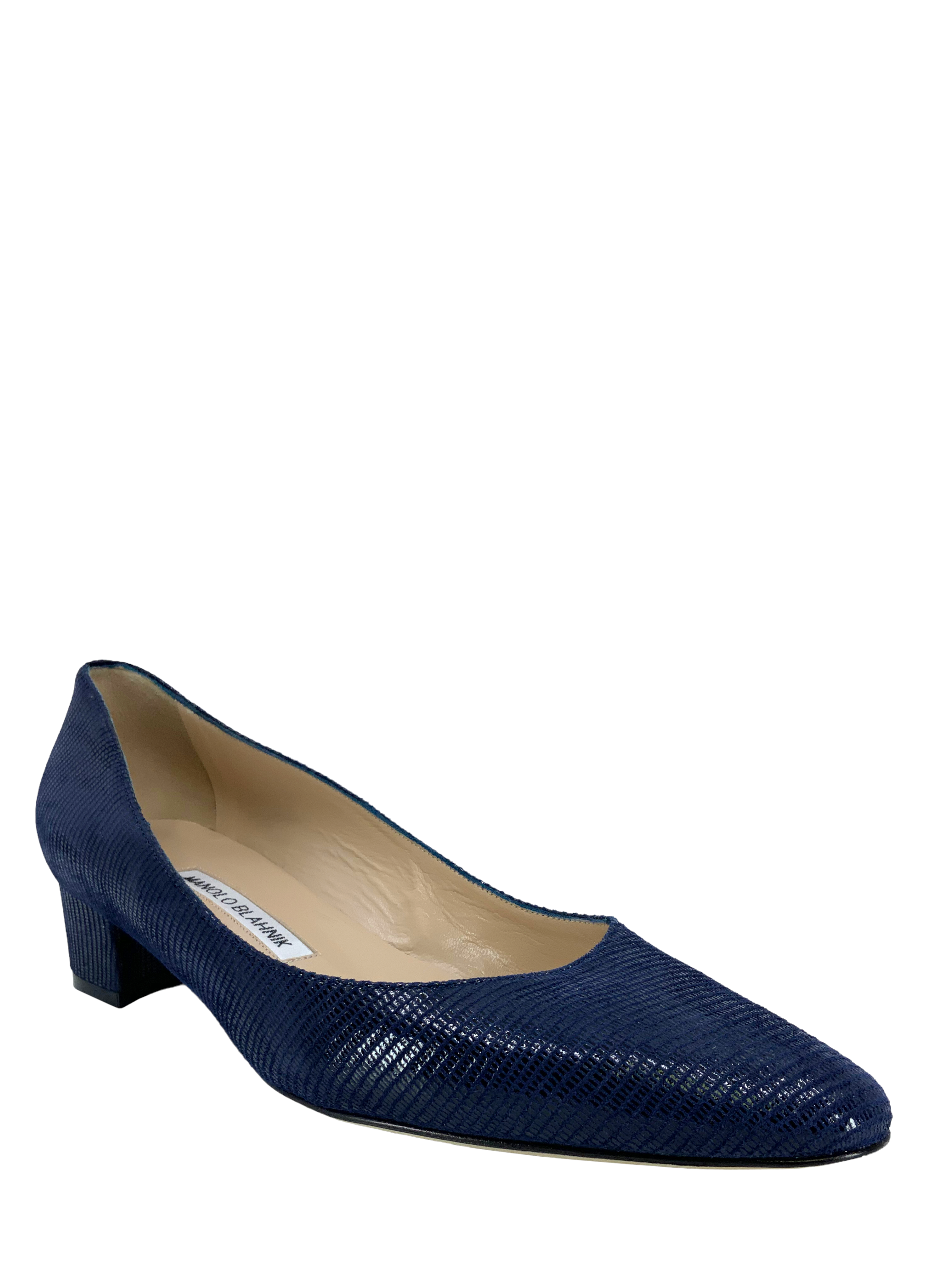 Manolo Blahnik Listony Leather Low Heel Pumps Women's Size 8.5 - Comfortable Dress Shoes for Office, Wedding & Evening Events