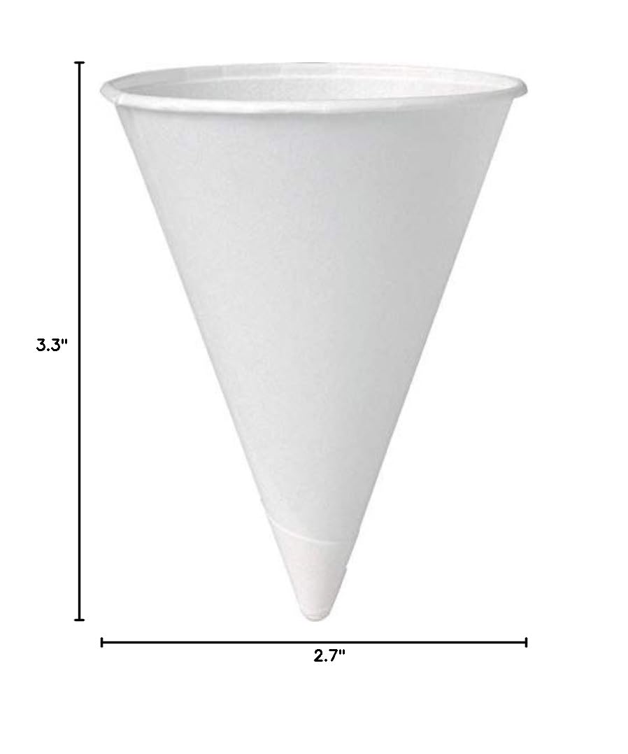 5000 Pack Solo 4 oz White Paper Cone Cups - Disposable Drinking Cups for Parties, Events, and Catering | Bulk Paper Cones for Beverages, Ice Cream, and Snacks