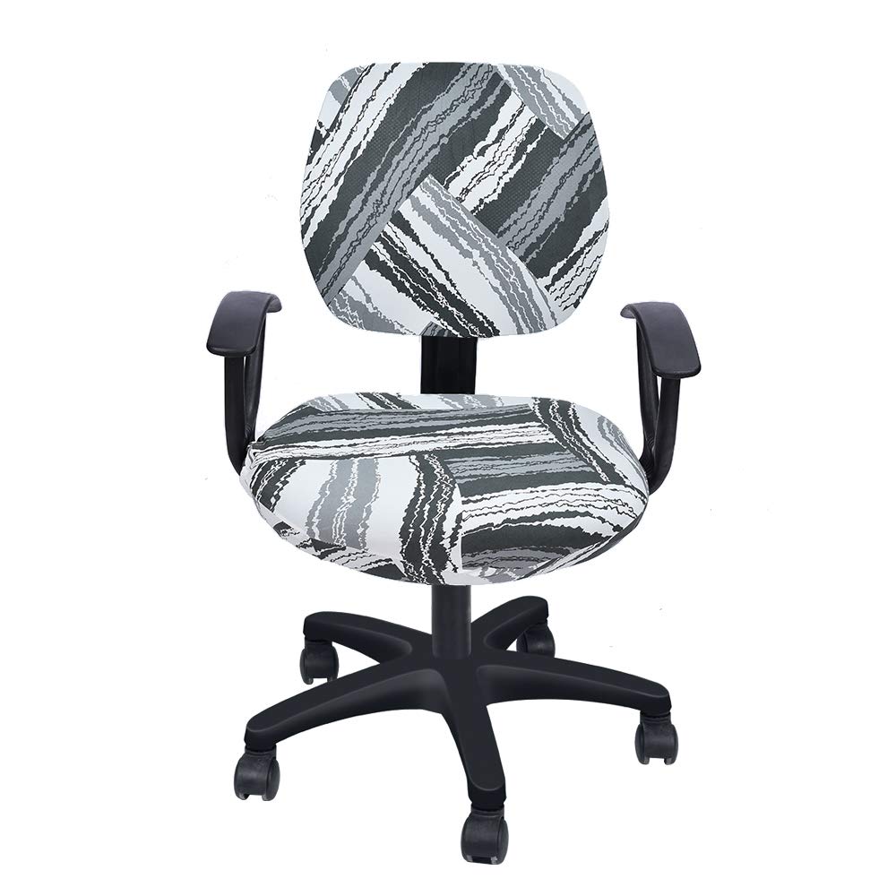 Printed Computer Office Chair Covers - Breathable Desk Chair Slipcovers for Home & Office (Grey & White) | Perfect for Task Chairs, Conference Rooms & Workspaces