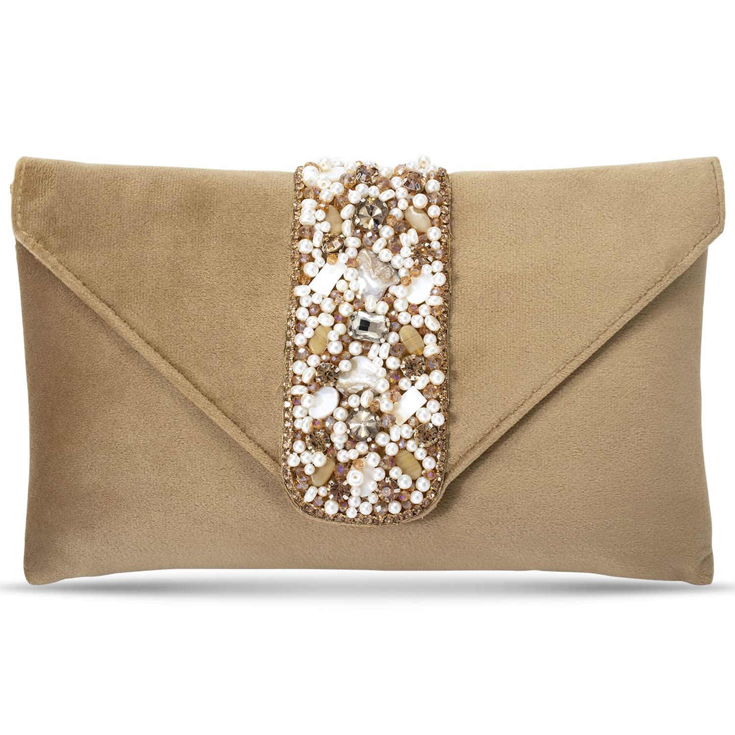 Authentic Indian Potli Bags for Women | Ethnic Embroidered Evening Clutch Purse with Drawstring | Perfect for Weddings, Parties & Festive Occasions (Brown)