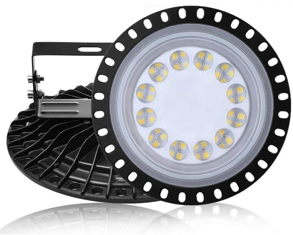 200W UFO LED High Bay Lights 20000LM, 6000K-6500K Daylight White Ultra Thin Shop Lighting for Warehouse, Garage, Barn, Workshop, Gym, Factory, Supermarket, Stadium