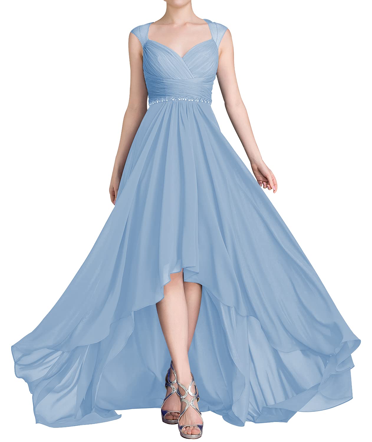 Elegant V-Neck A-Line Mother of The Bride Dress with Cap Sleeves & Pleated Details - Formal Wedding Guest Gown for Women - Perfect for Church Ceremonies, Receptions & Special Occasions