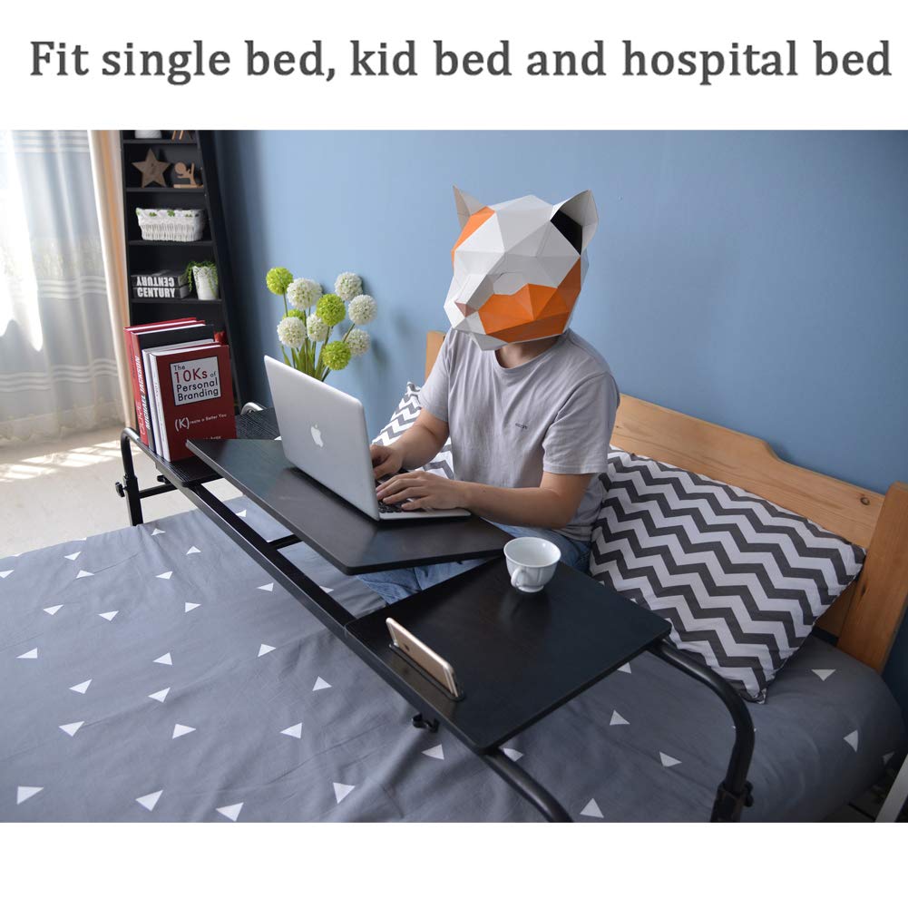 Adjustable Overbed Table with Wheels - Portable Laptop Desk Cart for Hospital & Home Use - Ideal for Patients, Students & Remote Workers (Bedside Workstation, Meal Tray, Reading Stand)