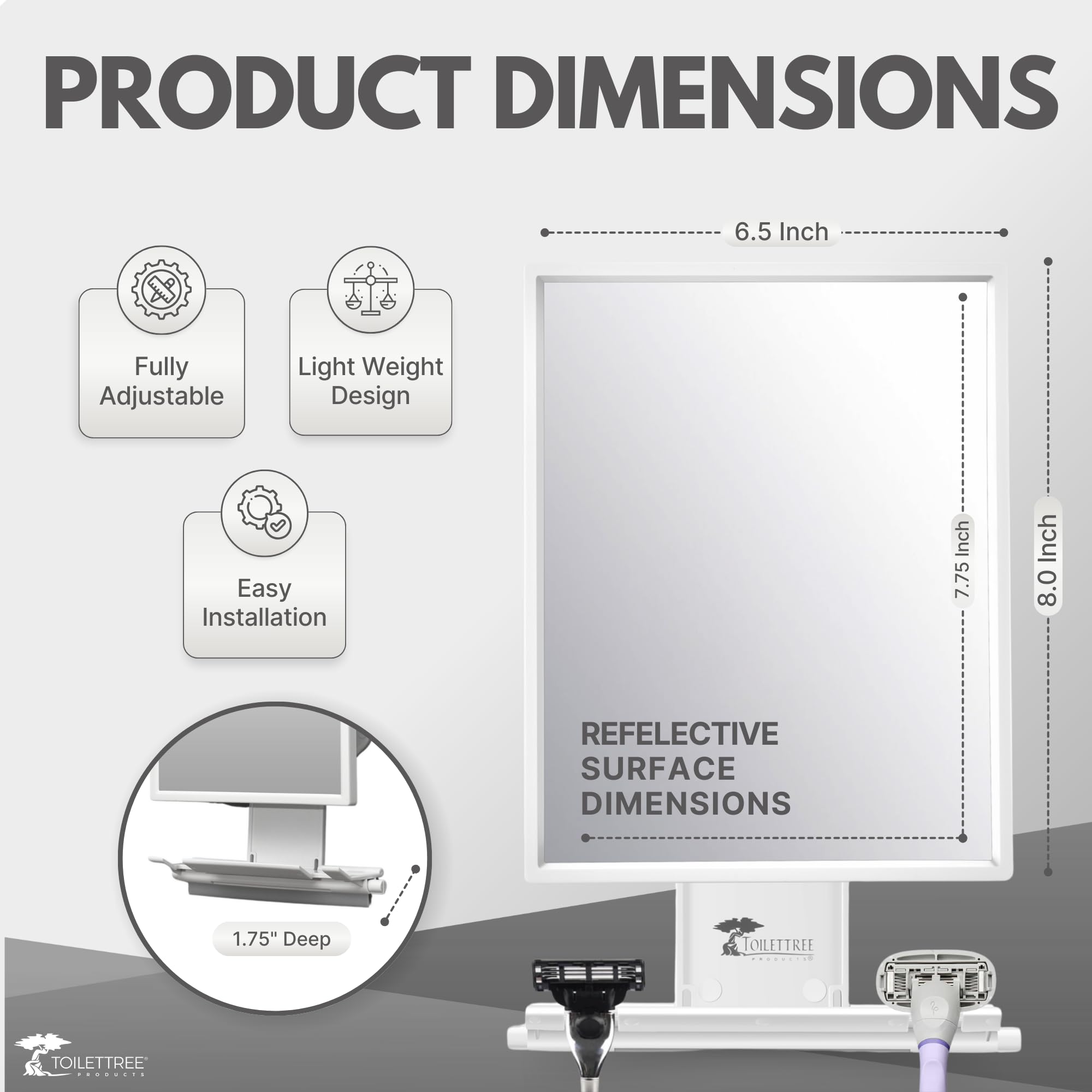 Fogless Shower Mirror for Shaving & Makeup - Adjustable Anti-Fog Bathroom Mirror with Squeegee - Perfect for Steam-Free Grooming and Skincare Routine