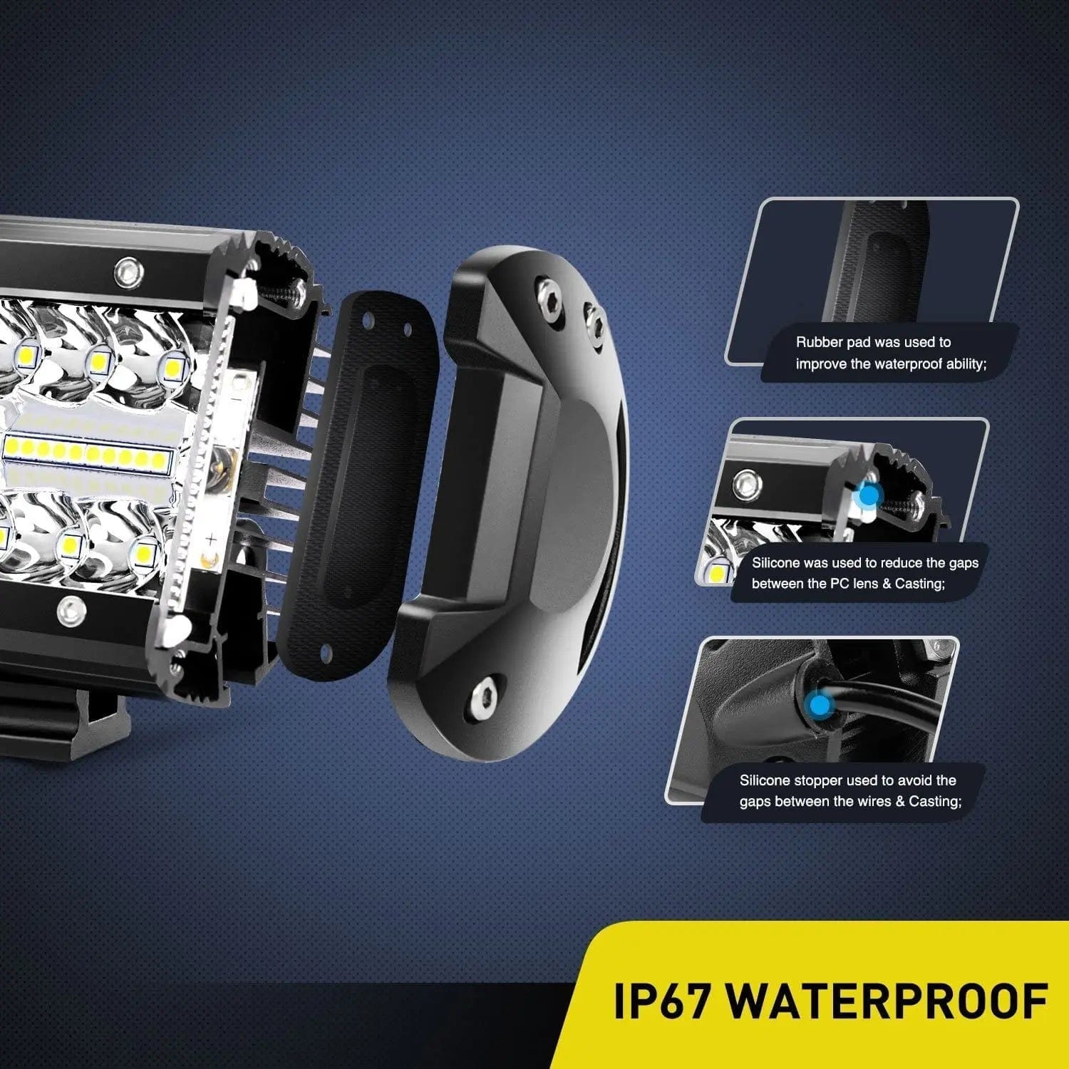 60W 6000LM 4 Inch Triple Row LED Light Pods - Spot & Flood Combo (20 Pack) - Perfect for Off-Road Trucks, ATVs, Boats & Emergency Vehicles