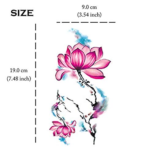 8 Pcs Large Flower Temporary Tattoos for Women & Girls - Waterproof Fake Body Stickers (Rose, Blue Rose) - Perfect for Parties, Festivals & Summer Beach Looks