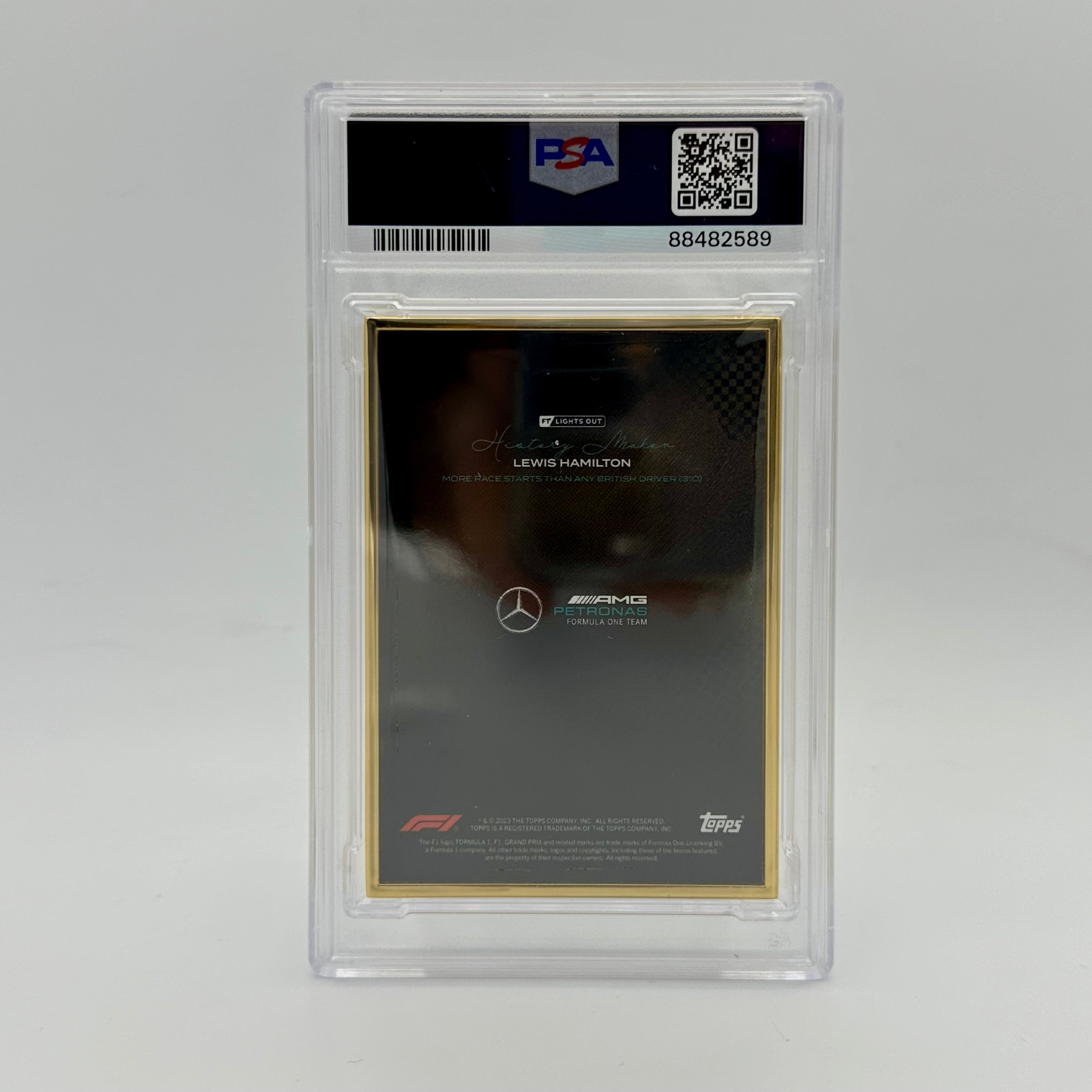 1/1 Gold Frame Lewis Hamilton History Maker 2022 Lights Out PSA 9 - Rare Collectible for F1 Fans & Sports Memorabilia Enthusiasts