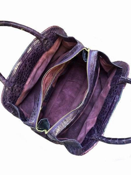 Nancy Gonzalez Genuine Crocodile Leather Pleated Framed Large Satchel Handbag for Women - Perfect for Work, Travel & Special Occasions