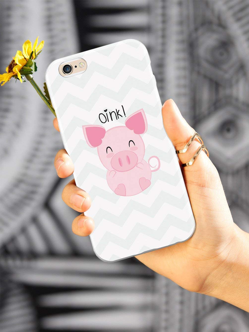 Inspired Cases - Premium 3D Textured Protective Phone Case Compatible with Apple iPhone 8 - Stylish Pig Chevron Design - Shockproof & Scratch-Resistant - Perfect for Everyday Use, Work, and Travel