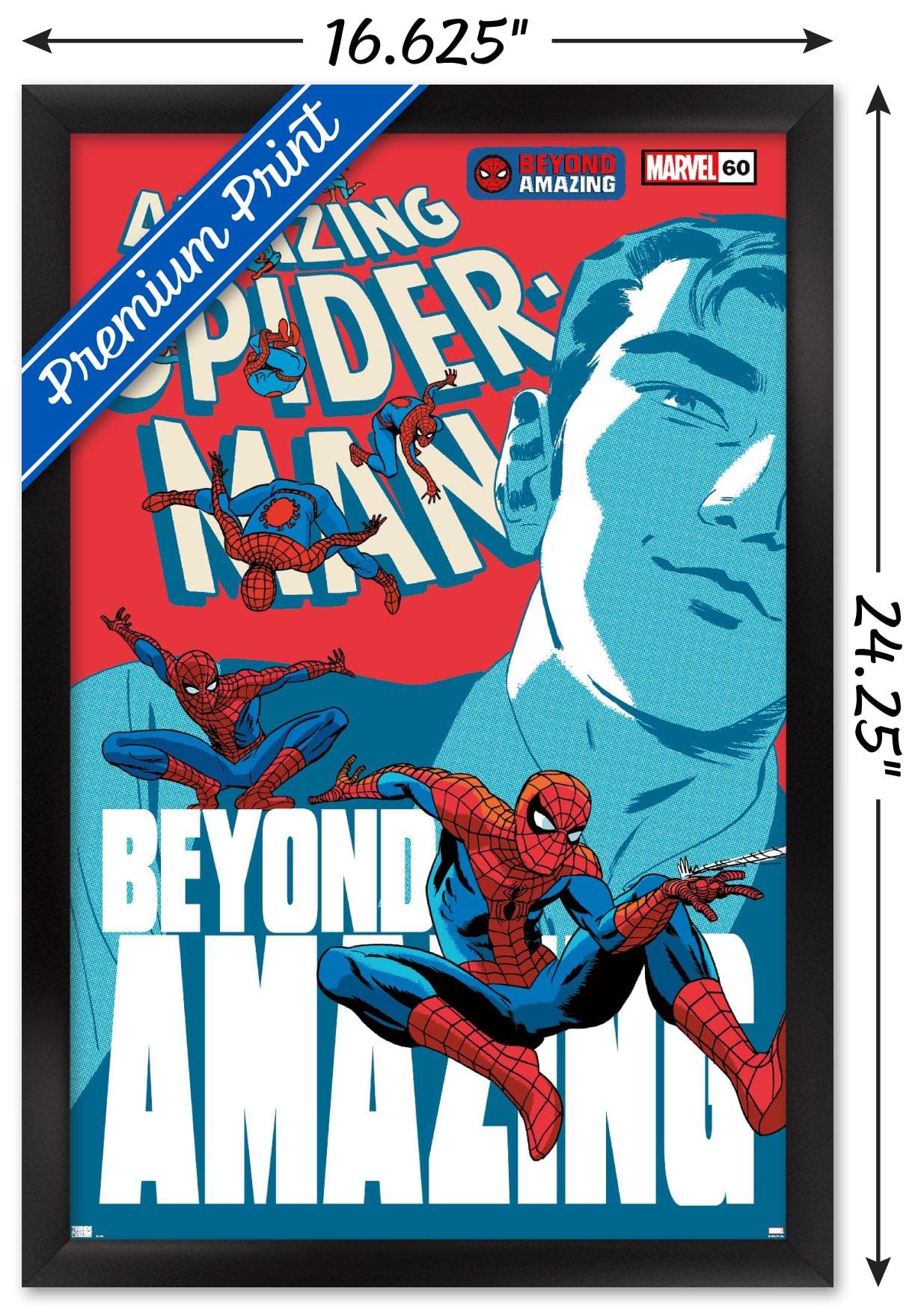 Marvel Comics Spider-Man: Beyond Amazing - Peter Parker Black Framed Wall Poster 22.4x14.7 Inches | Superhero Home Decor for Bedroom, Living Room & Office | Official Licensed Marvel Merchandise
