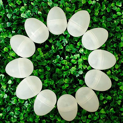 12 Pack White Plastic Easter Eggs for Easter Egg Hunt, DIY Decorations, and Party Favors - Perfect for Kids' Activities and Spring Celebrations