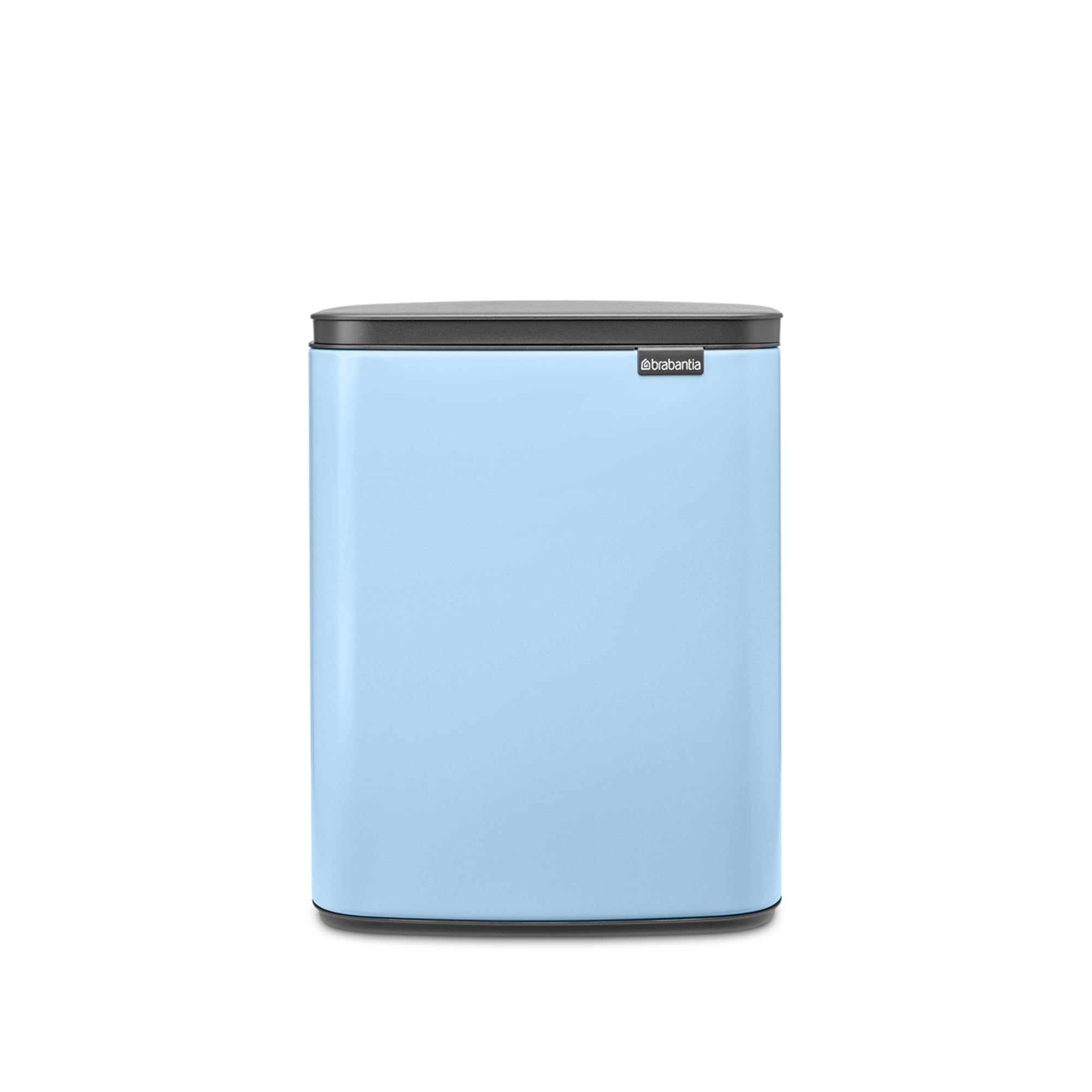 Brabancia 223563 3.6 Gallon (12L) Manual Trash Can with Lid - Water Resistant, Compact Size 11.6x9.1x14.8 Inches - Made in Belgium, Drimmy Blue   Perfect for Kitchen, Bathroom, Office or Dorm Room - Durable Waste Bin with Secure Lid for Odor Control and Spill Prevention
