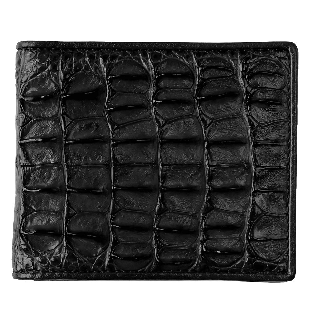 Premium Alligator Leather Wallets for Men - Genuine Crocodile Skin Billfold Wallet with RFID Protection - Luxury Gift for Dad, Husband, Boyfriend (Black, Backbone Design) - Perfect for Business, Travel & Everyday Use