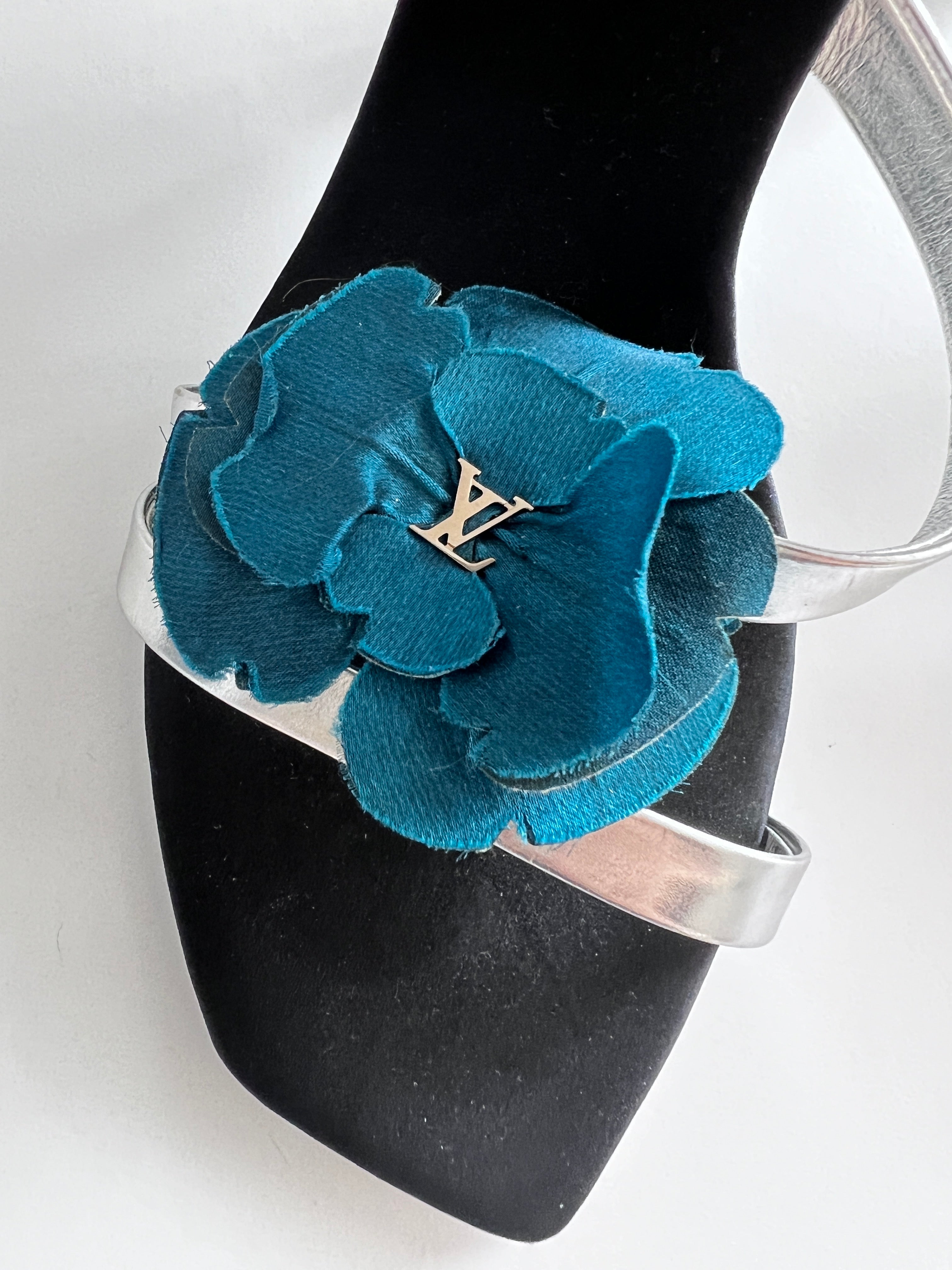 Louis Vuitton Blue Floral Print High Heels Women's Size 7 - Elegant Luxury Pumps for Parties, Weddings & Special Occasions