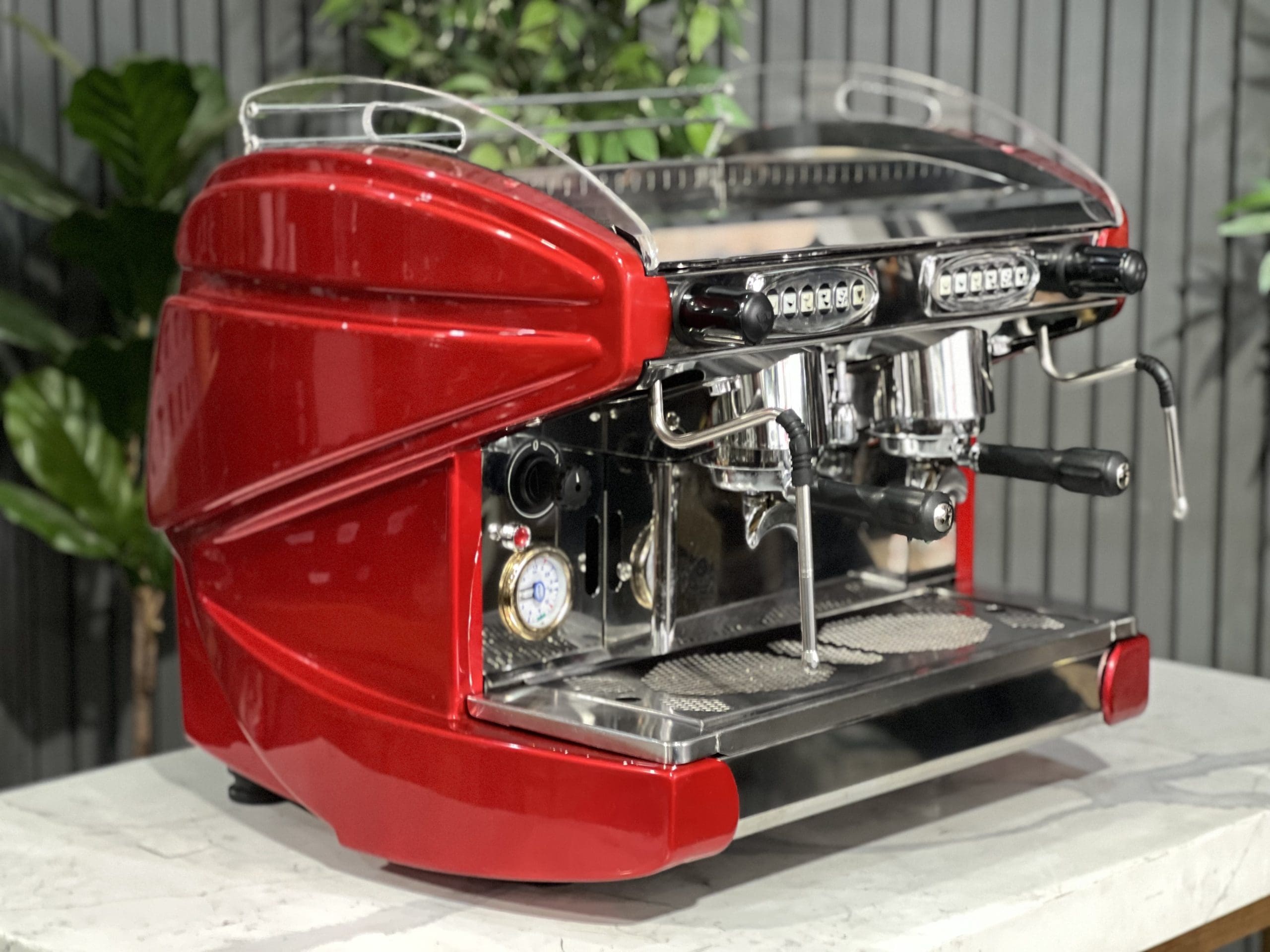 BFC Lira Compact 2 Group Red Espresso Machine - Professional Coffee Maker for Home & Cafe Use