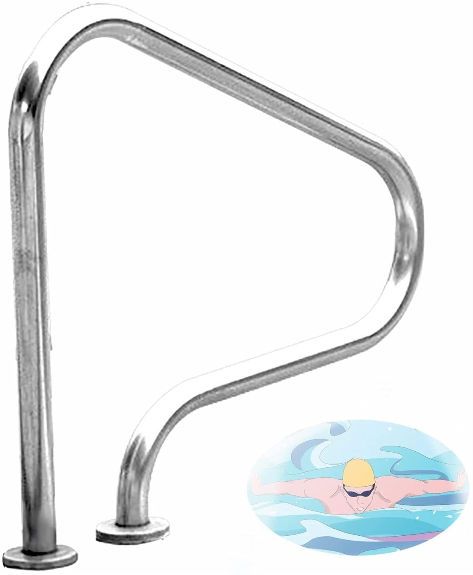 304 Stainless Steel In-Ground Swimming Pool Hand Rail with Quick Mount Base - Complete Accessories Set for Safe Pool Entry & Exit | Ideal for Elderly, Kids & ADA Compliance