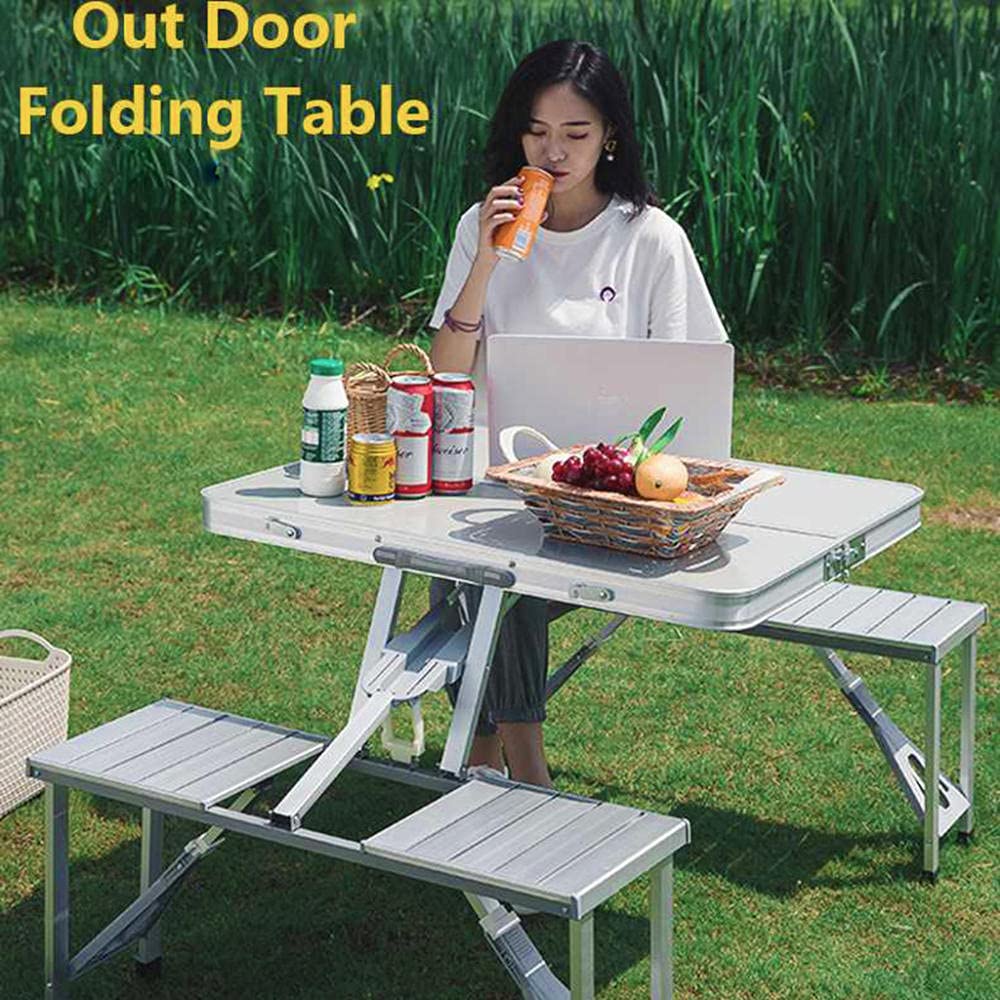 Portable Folding Camping Picnic Table with 4 Chairs - Lightweight Aluminum Alloy Outdoor Dining Set for Camping, BBQ, Garden Parties & Indoor Use | Compact & Durable Design