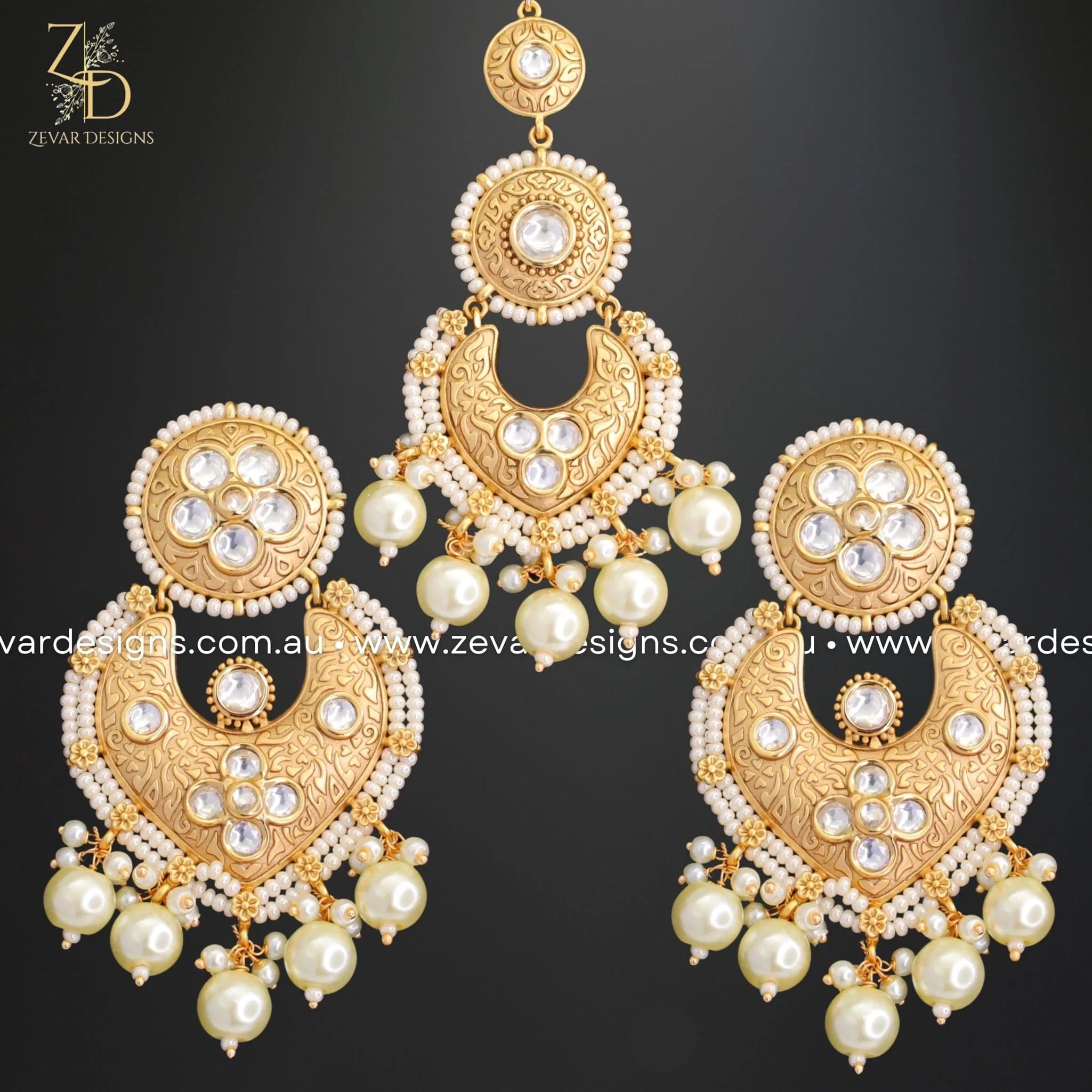 Exquisite Kundan Necklace Set with Tikka & Pearls - Perfect for Weddings, Parties & Indian Traditional Occasions