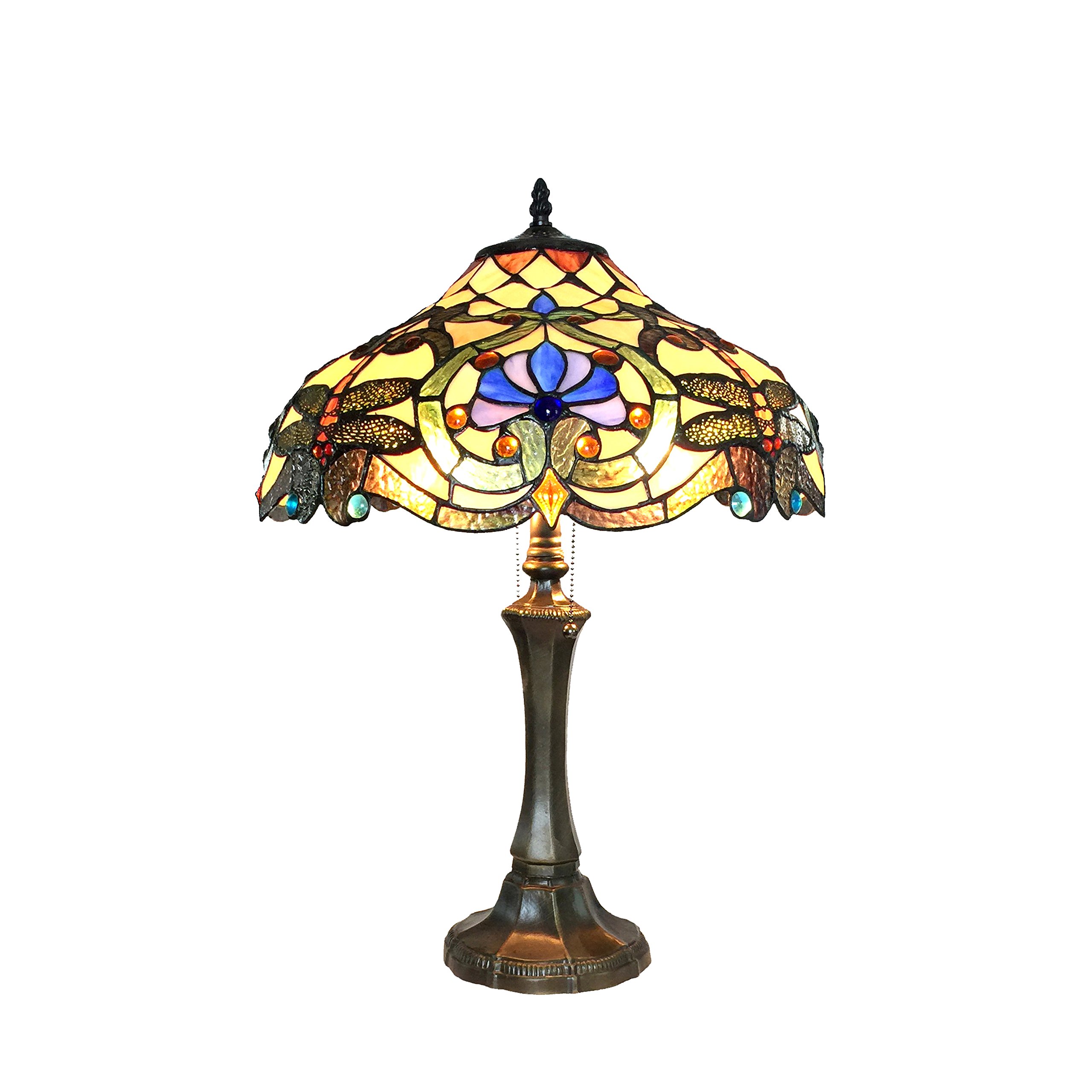 Tiffany-Style 2 Light Dragonfly Table Lamp with 17
