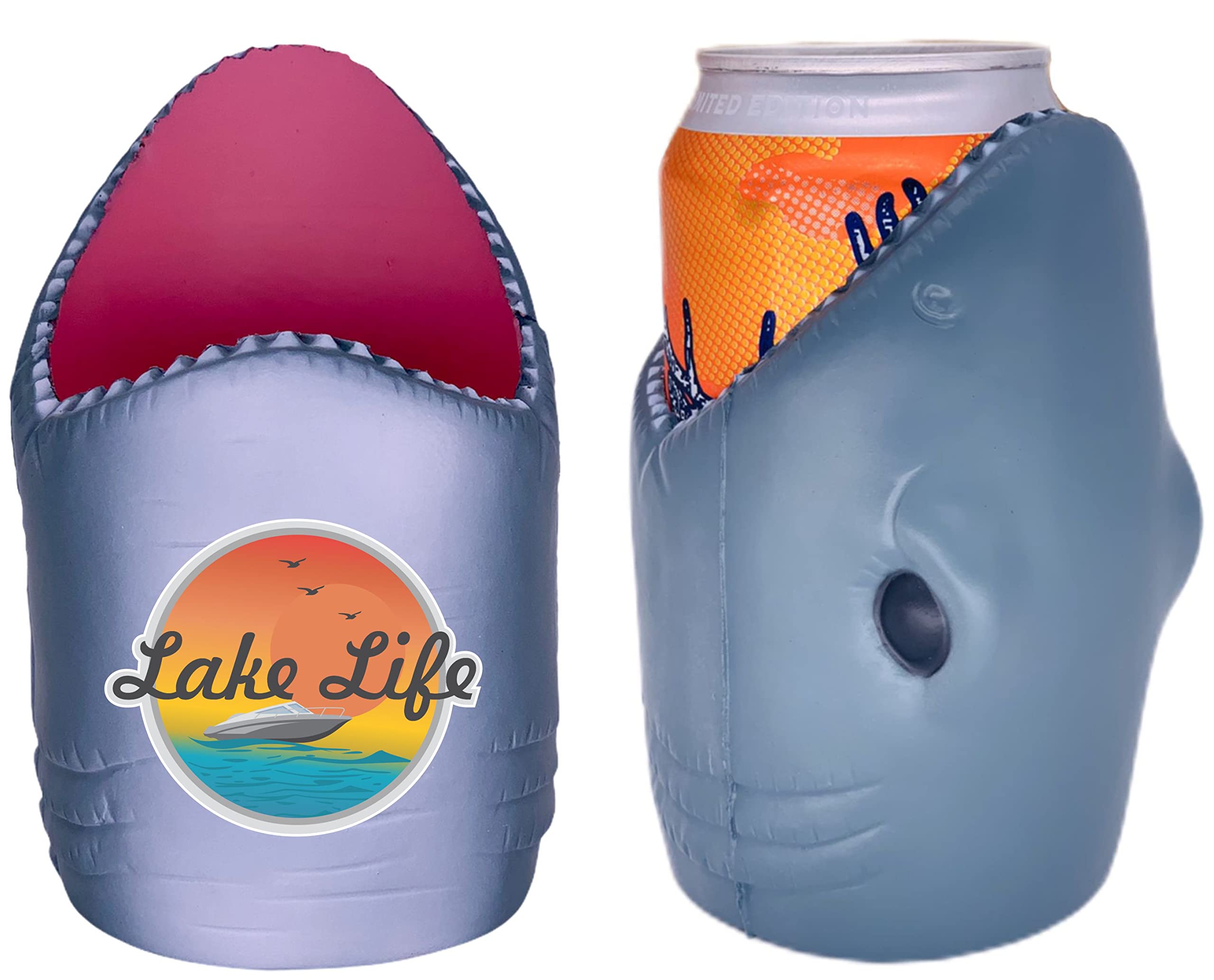 Lake Life Shark Bite Can Cooler - Insulated Beer Can Holder for Camping, Beach & Pool Parties - Keeps Drinks Cold for Hours - Perfect for Outdoor Adventures, BBQs & Summer Gatherings