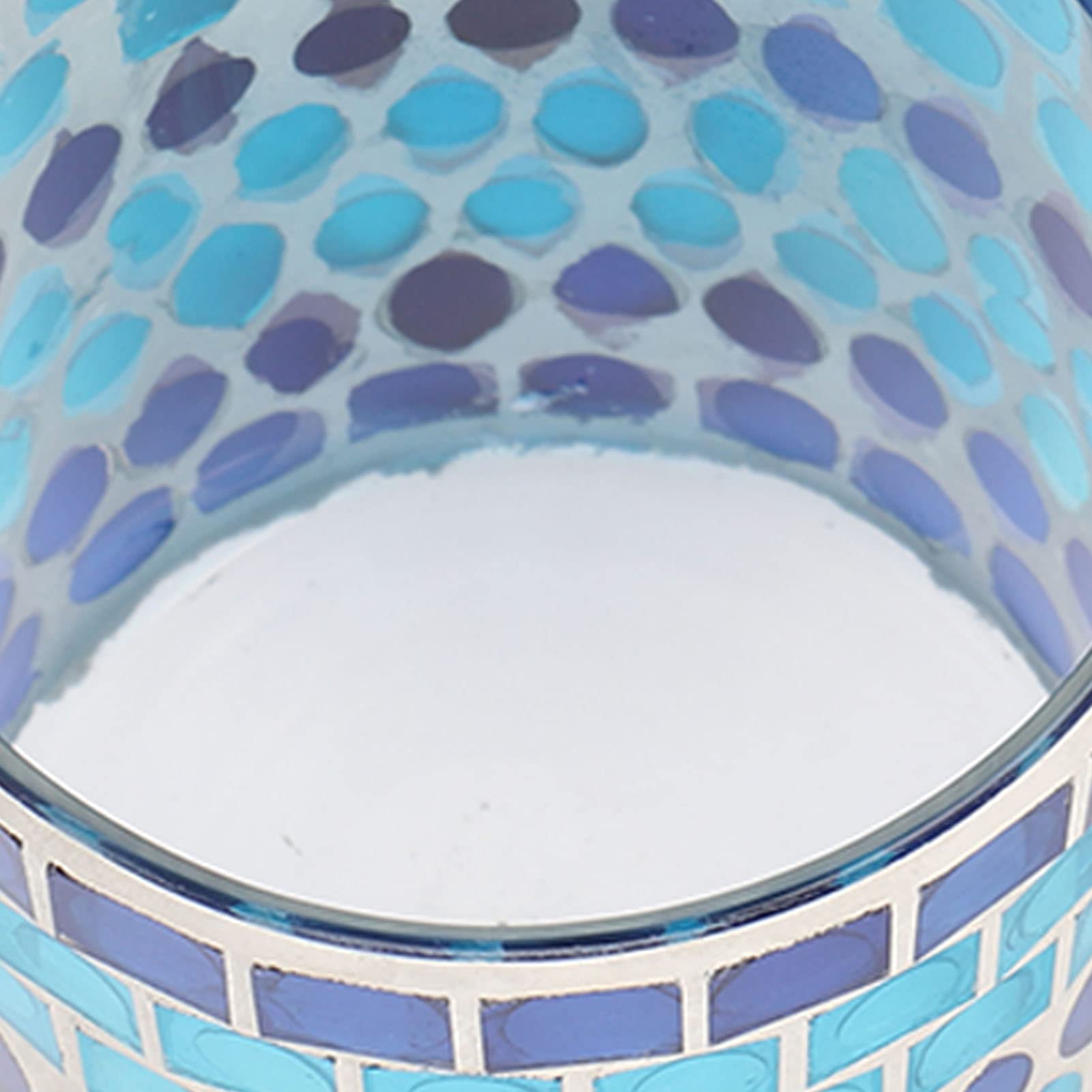 Handmade Mosaic Glass Candle Holder - Blue Votive Tealight Holder for Home Decor, Wedding Centerpiece, Romantic Dinner Ambiance