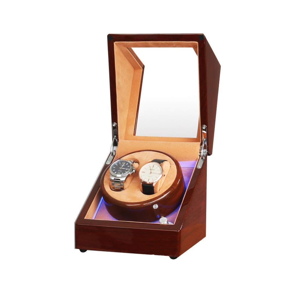 XLAHD Silent Automatic Watch Winder Box with LED Light - for Men & Women Watches - Perfect for Travel & Storage